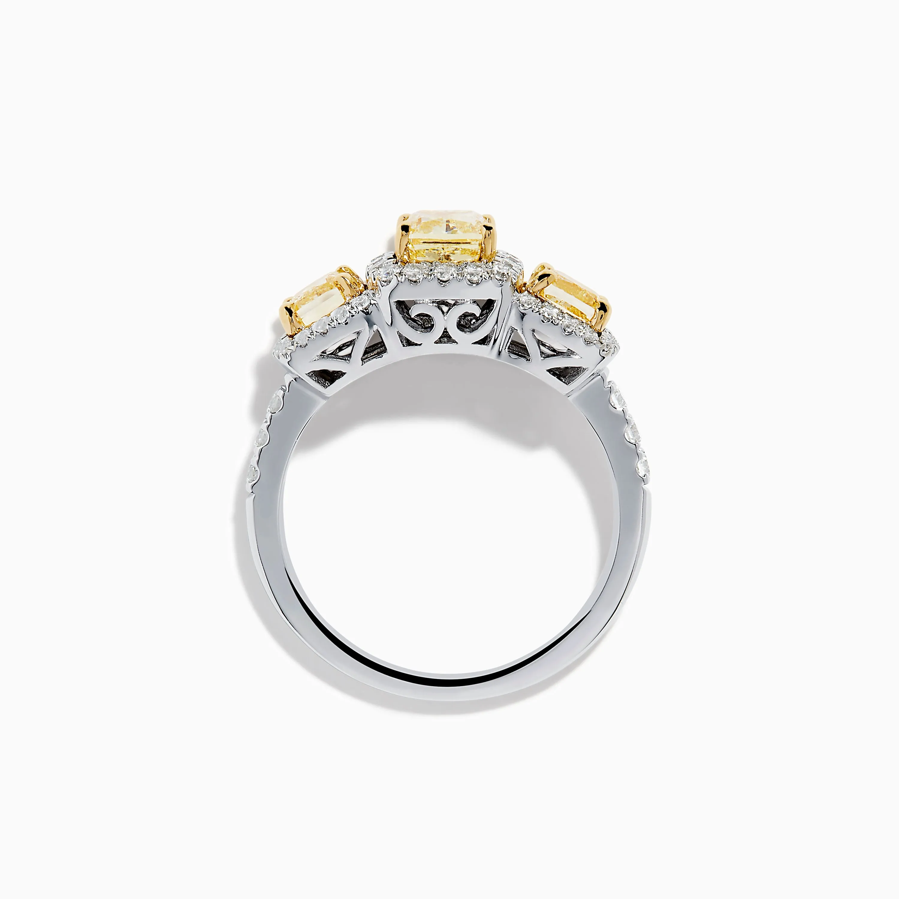Canare 18K Two Tone White and 3 Stone Yellow Diamond Ring sold by Effy product image thumbnail 3
