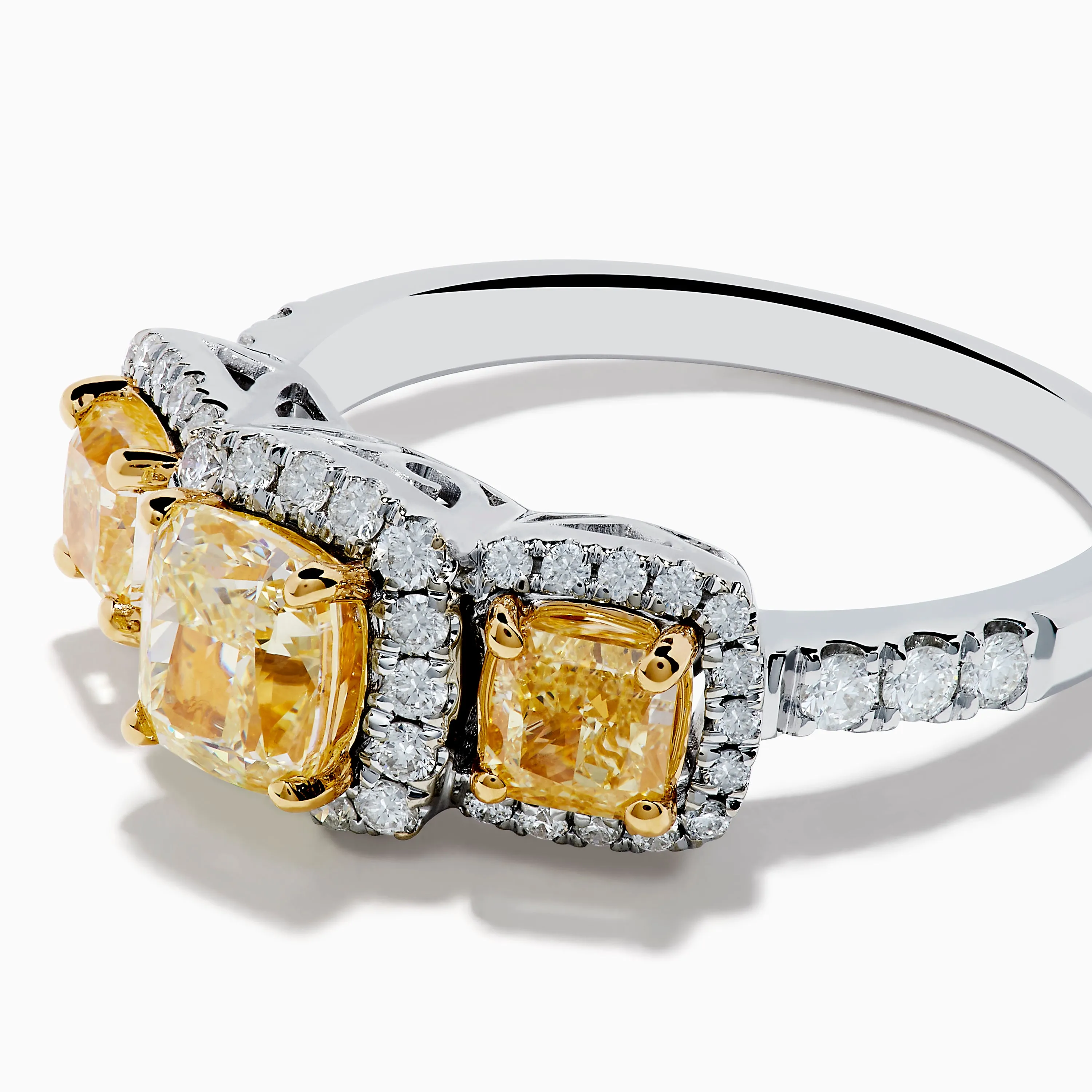 Canare 18K Two Tone White and 3 Stone Yellow Diamond Ring sold by Effy product image thumbnail 2