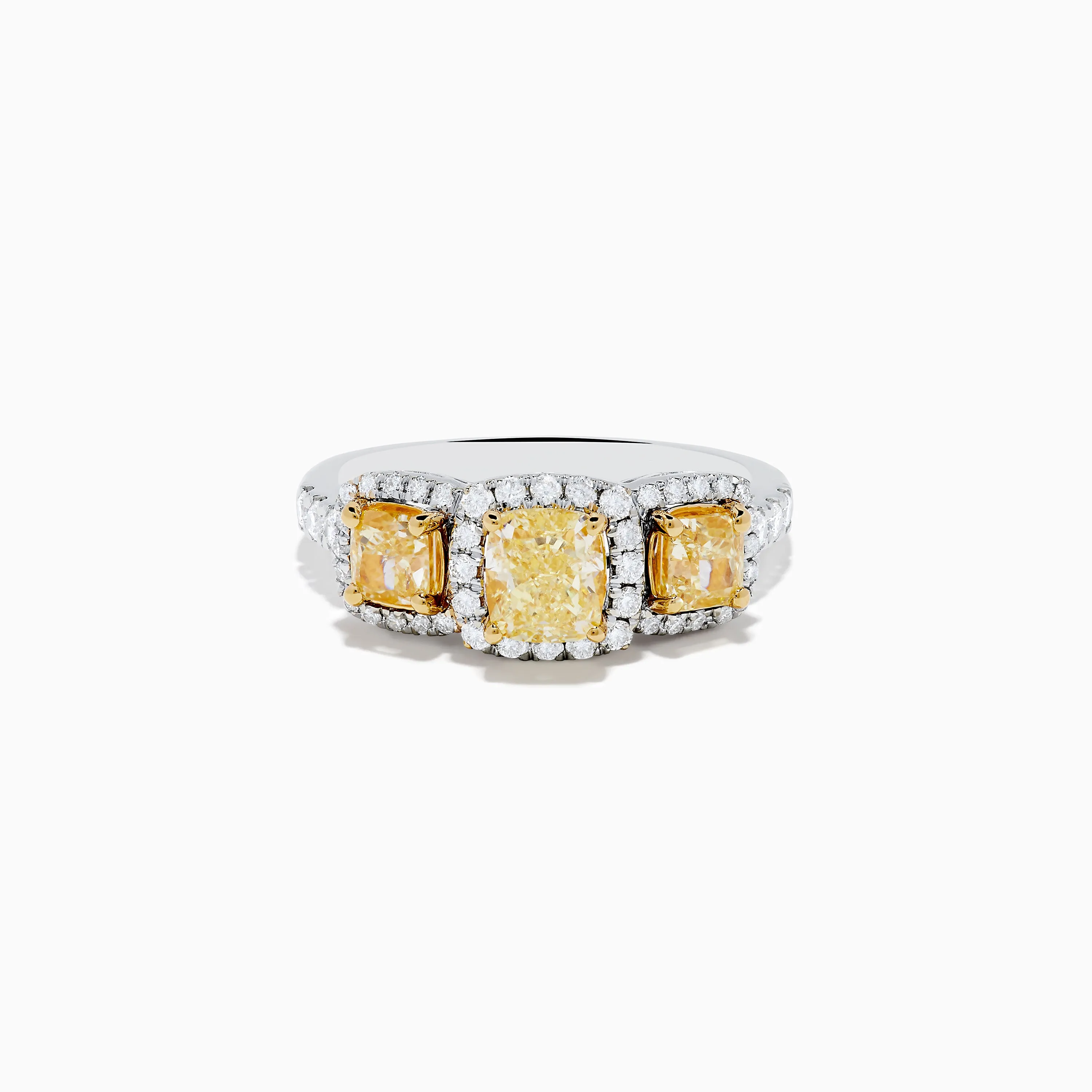 Canare 18K Two Tone White and 3 Stone Yellow Diamond Ring sold by Effy