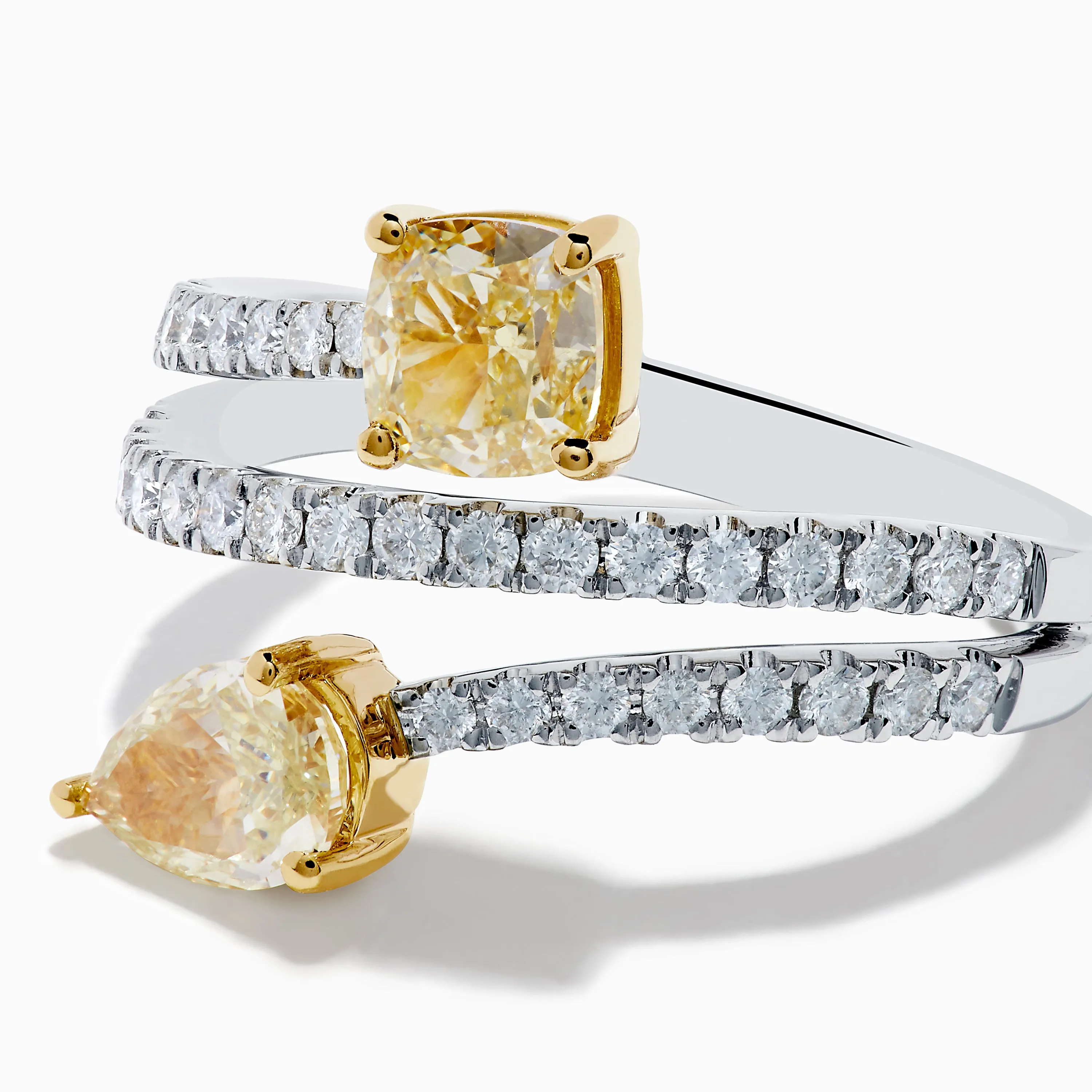 Canare 18K Two Tone White and Yellow Diamond Bypass Ring sold by Effy product image thumbnail 2