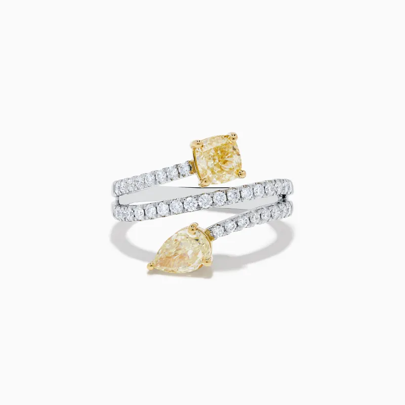 Canare 18K Two Tone White and Yellow Diamond Bypass Ring sold by Effy