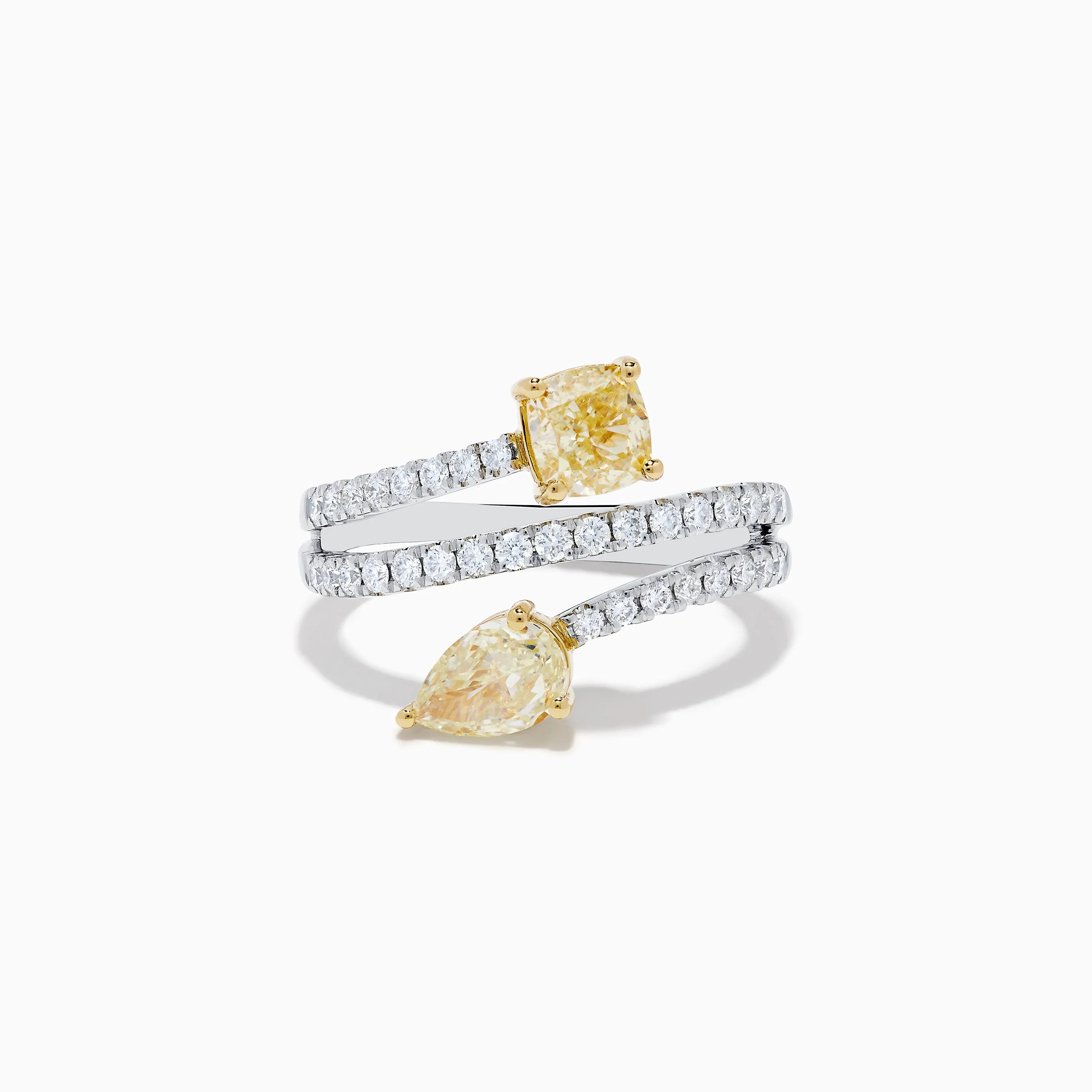 Canare 18K Two Tone White and Yellow Diamond Bypass Ring sold by Effy