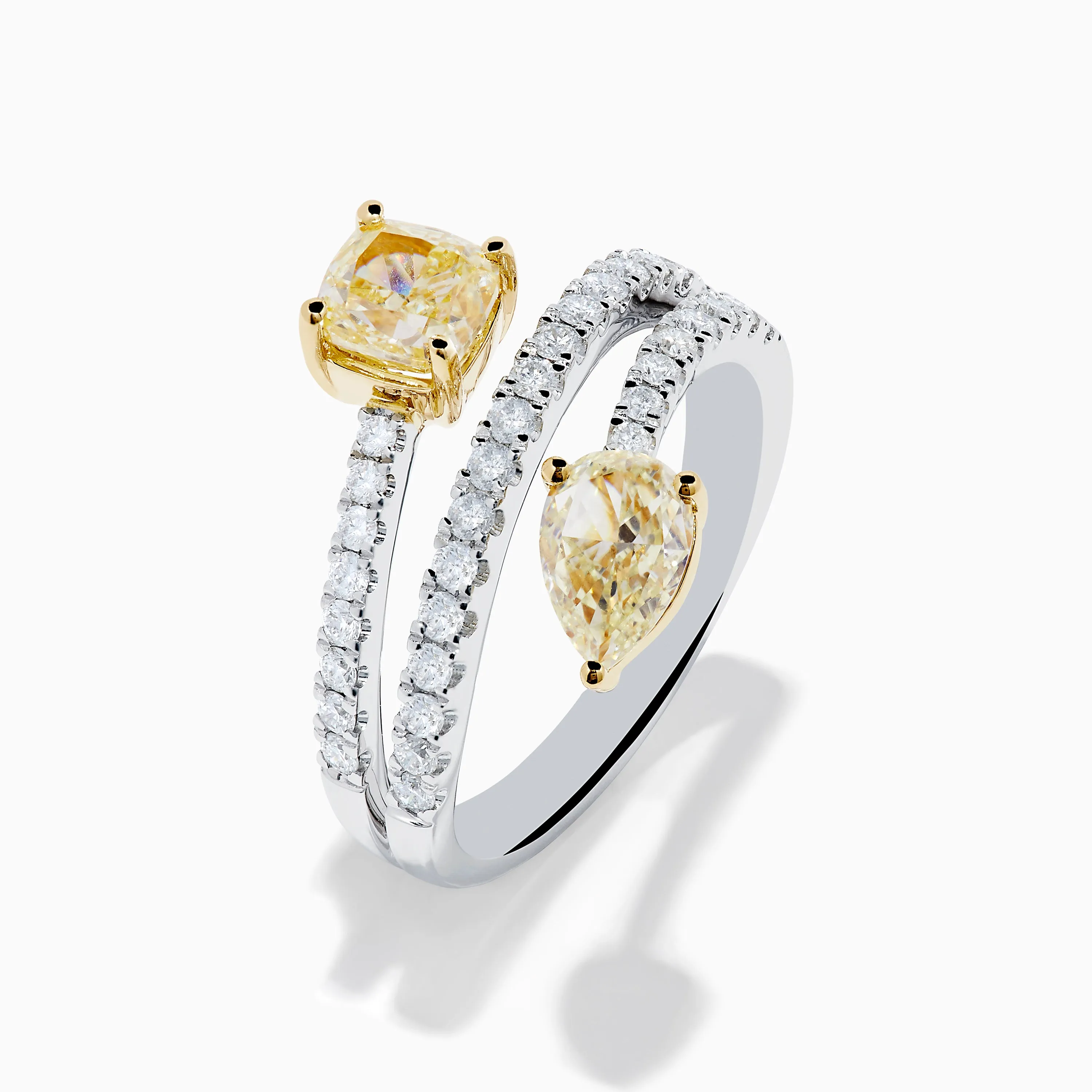 Canare 18K Two Tone White and Yellow Diamond Bypass Ring sold by Effy product image thumbnail 4