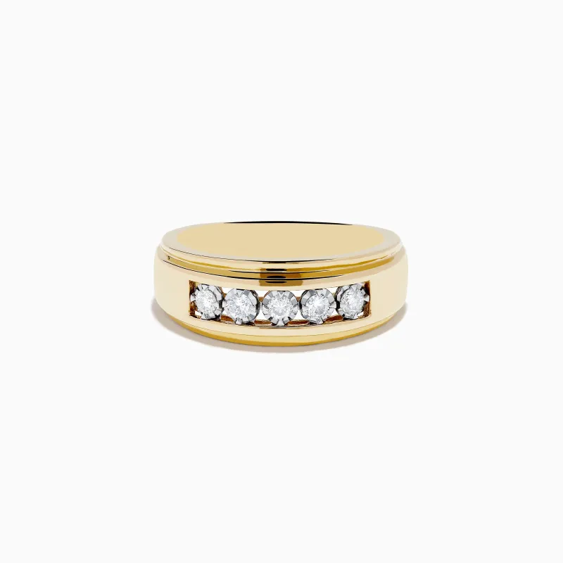 Men's 14K White and Yellow Gold Diamond Ring sold by Effy