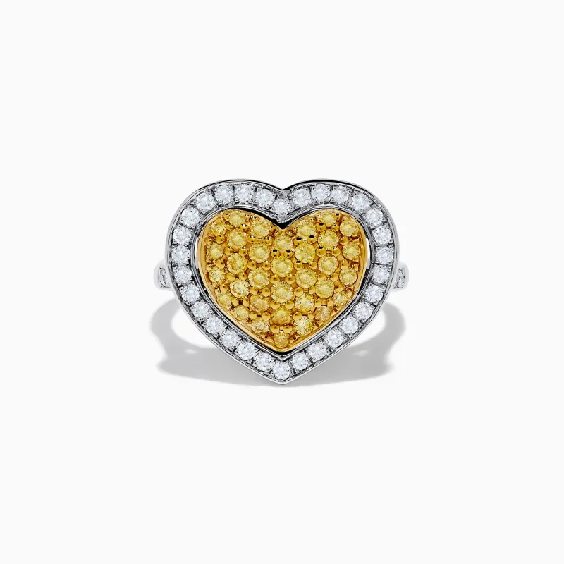 Canare 18K Two Tone Gold Yellow Diamond Heart Ring sold by Effy