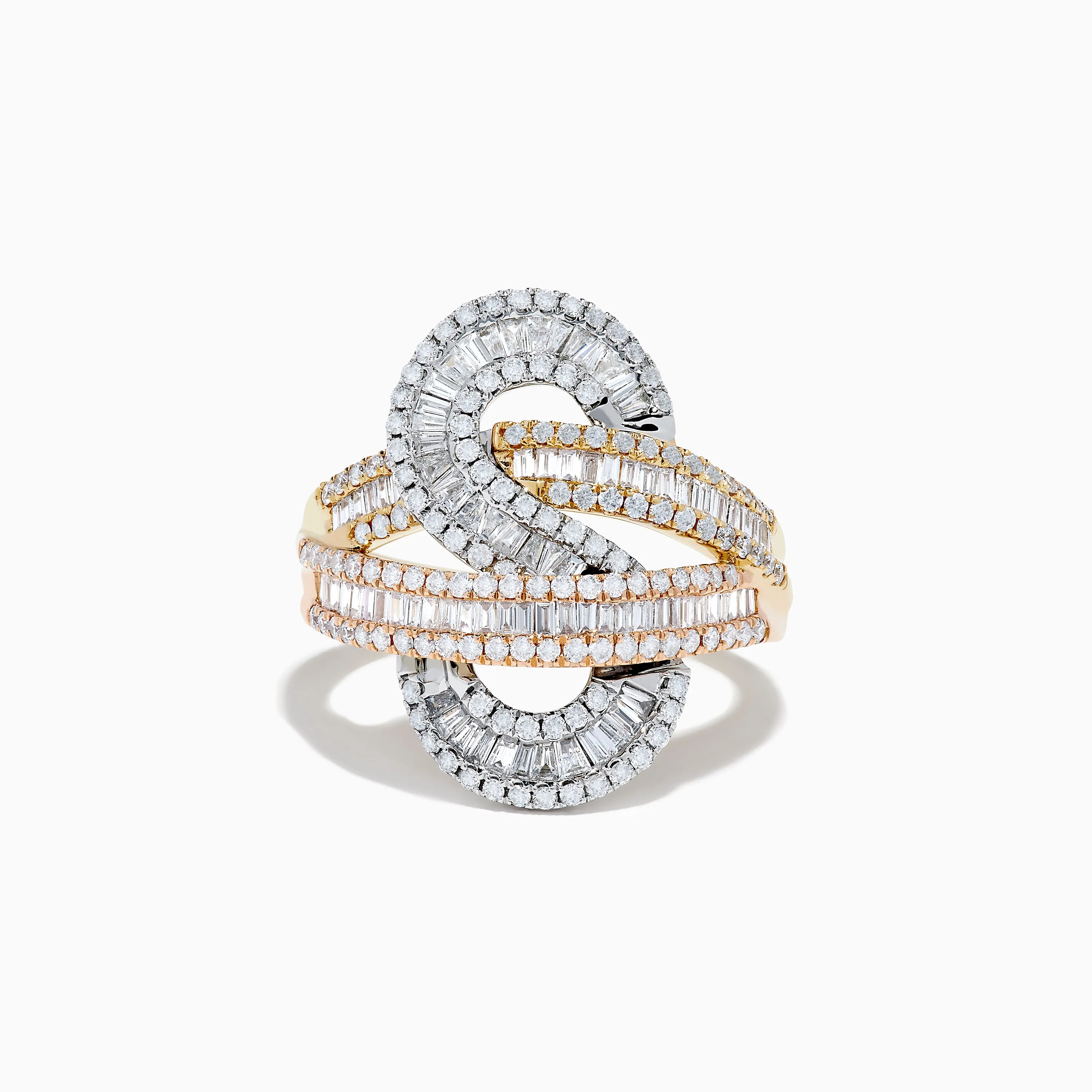 Trio 14K Tri Color Gold Diamond Swirl Ring sold by Effy