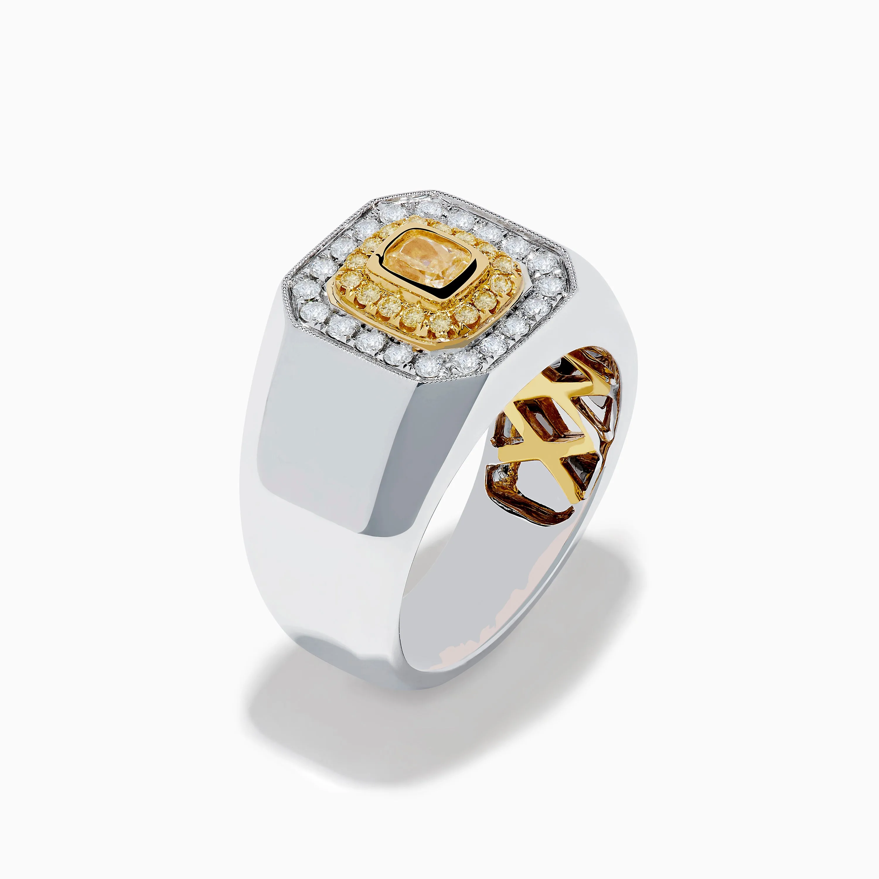 Men's 18K Two-Tone Gold White and Yellow Diamond Ring sold by Effy product image thumbnail 4
