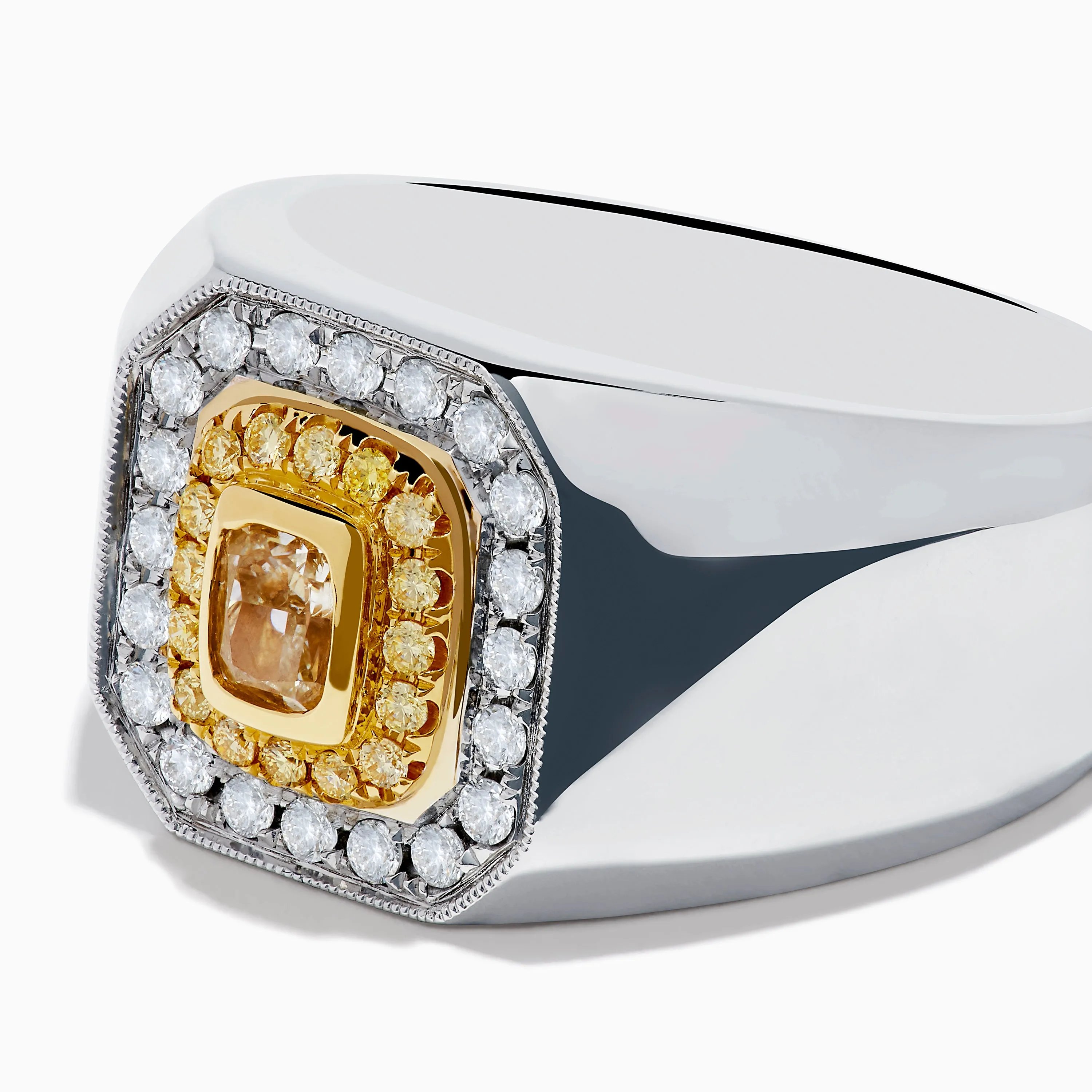 Men's 18K Two-Tone Gold White and Yellow Diamond Ring sold by Effy product image thumbnail 2