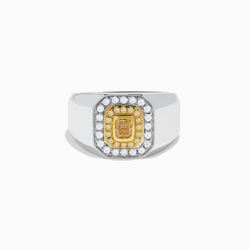Men's 18K Two-Tone Gold White and Yellow Diamond Ring sold by Effy