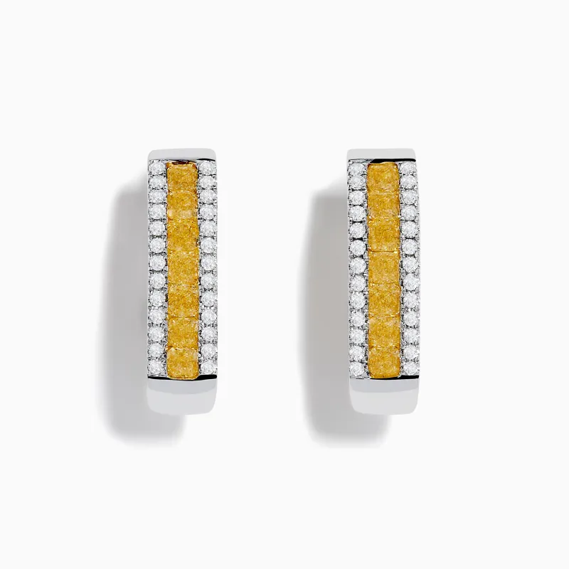 Canare 18K Two Tone Gold White and Yellow Diamond Hoop Earrings sold by Effy