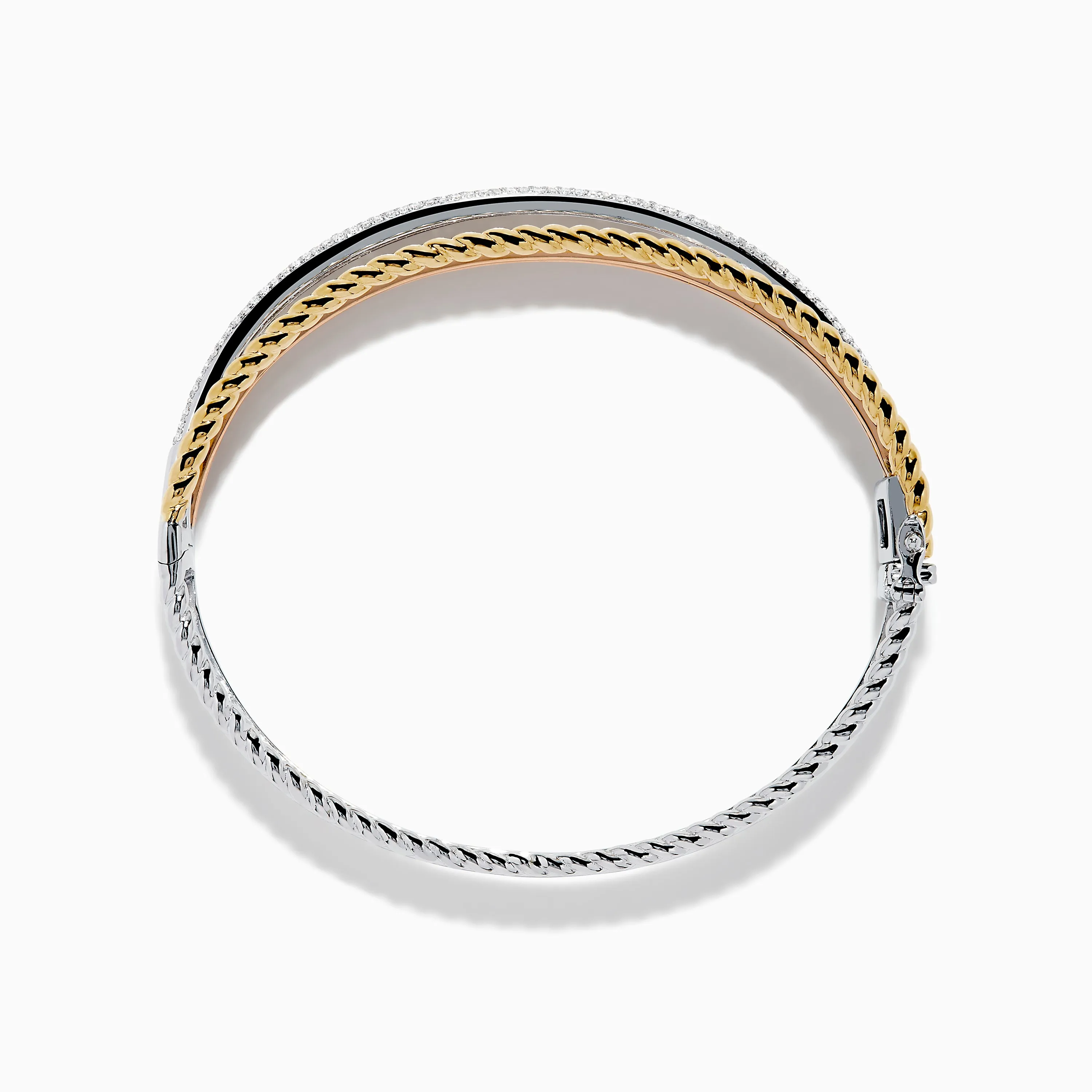 Trio 14K Tri-Color Gold Crossover Diamond Bangle sold by Effy product image thumbnail 3