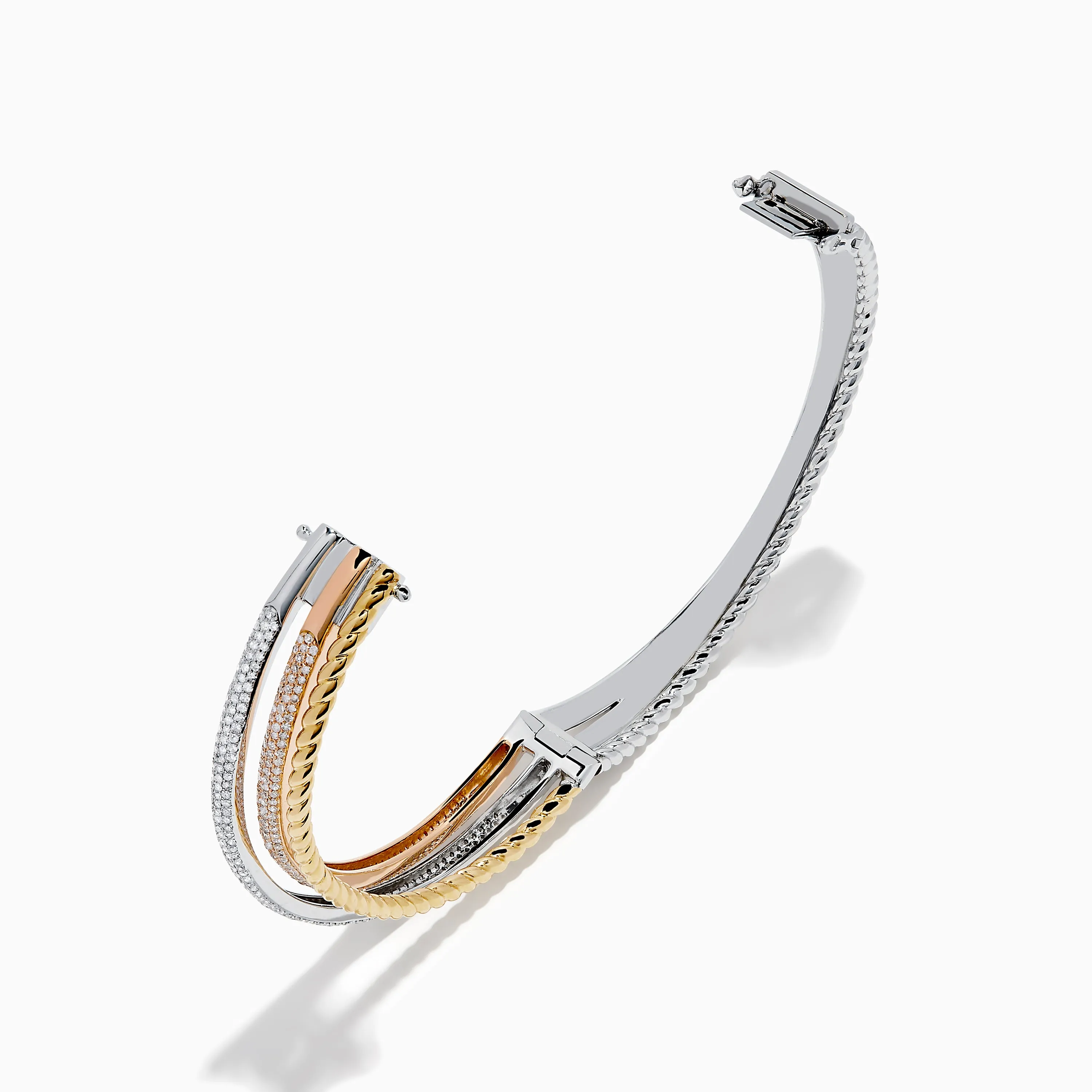 Trio 14K Tri-Color Gold Crossover Diamond Bangle sold by Effy product image thumbnail 2