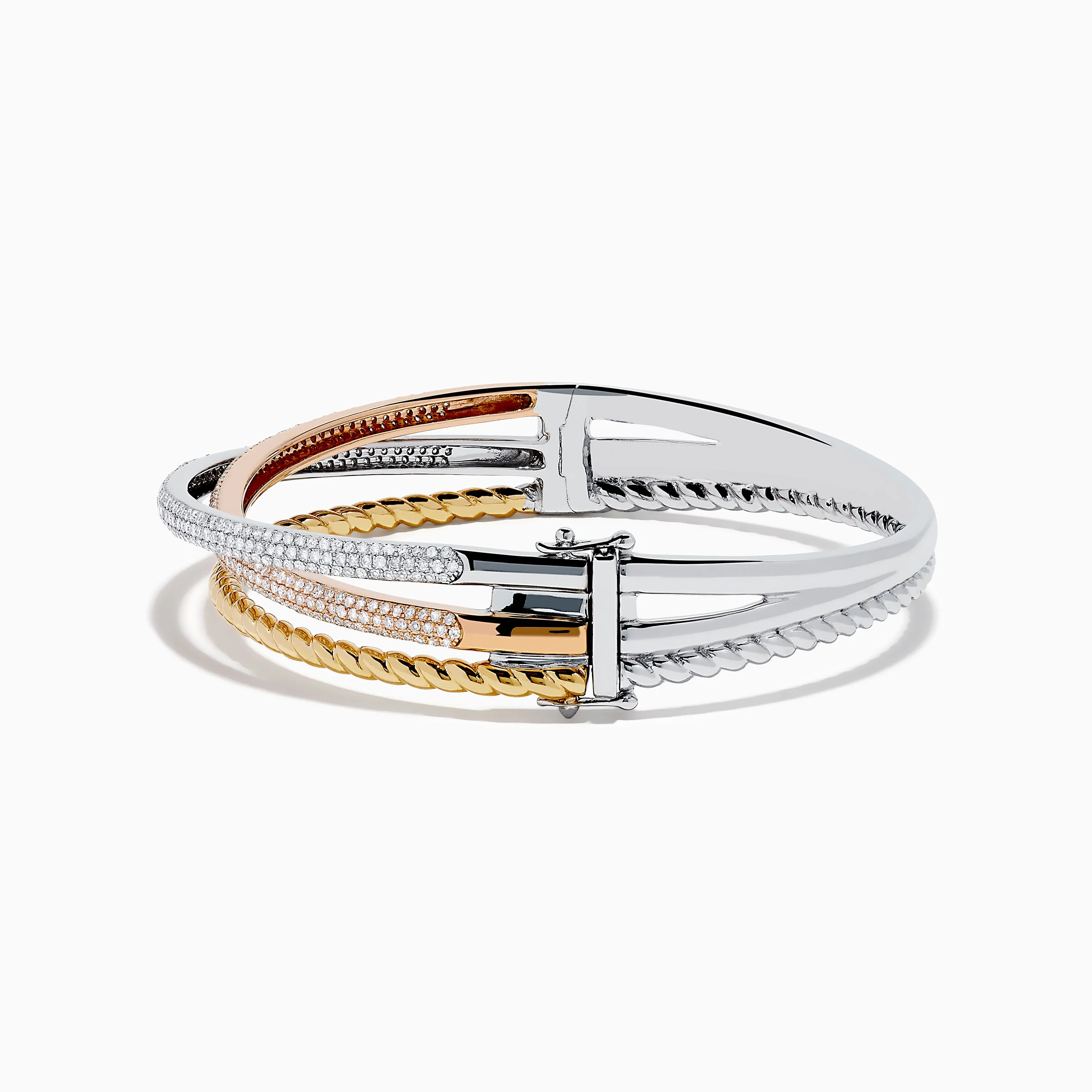 Trio 14K Tri-Color Gold Crossover Diamond Bangle sold by Effy product image thumbnail 4