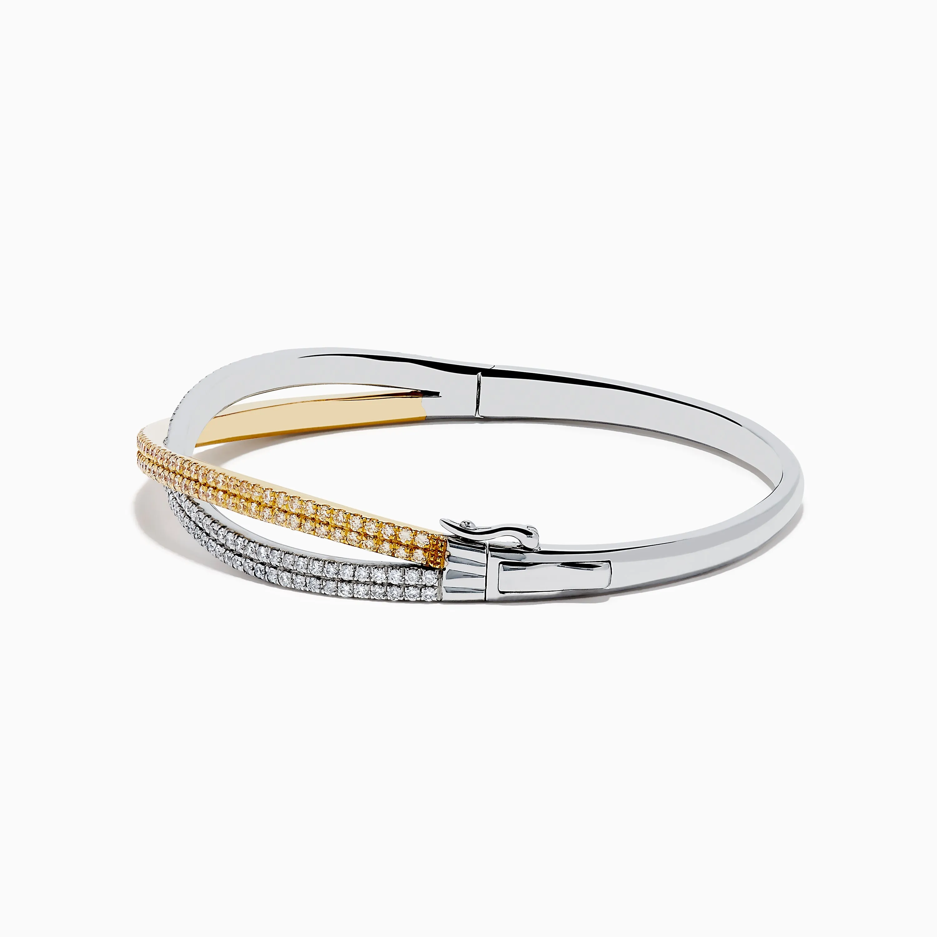 Canare 14K Two Tone White and Yellow Diamond Criss Cross Bangle sold by Effy product image thumbnail 4