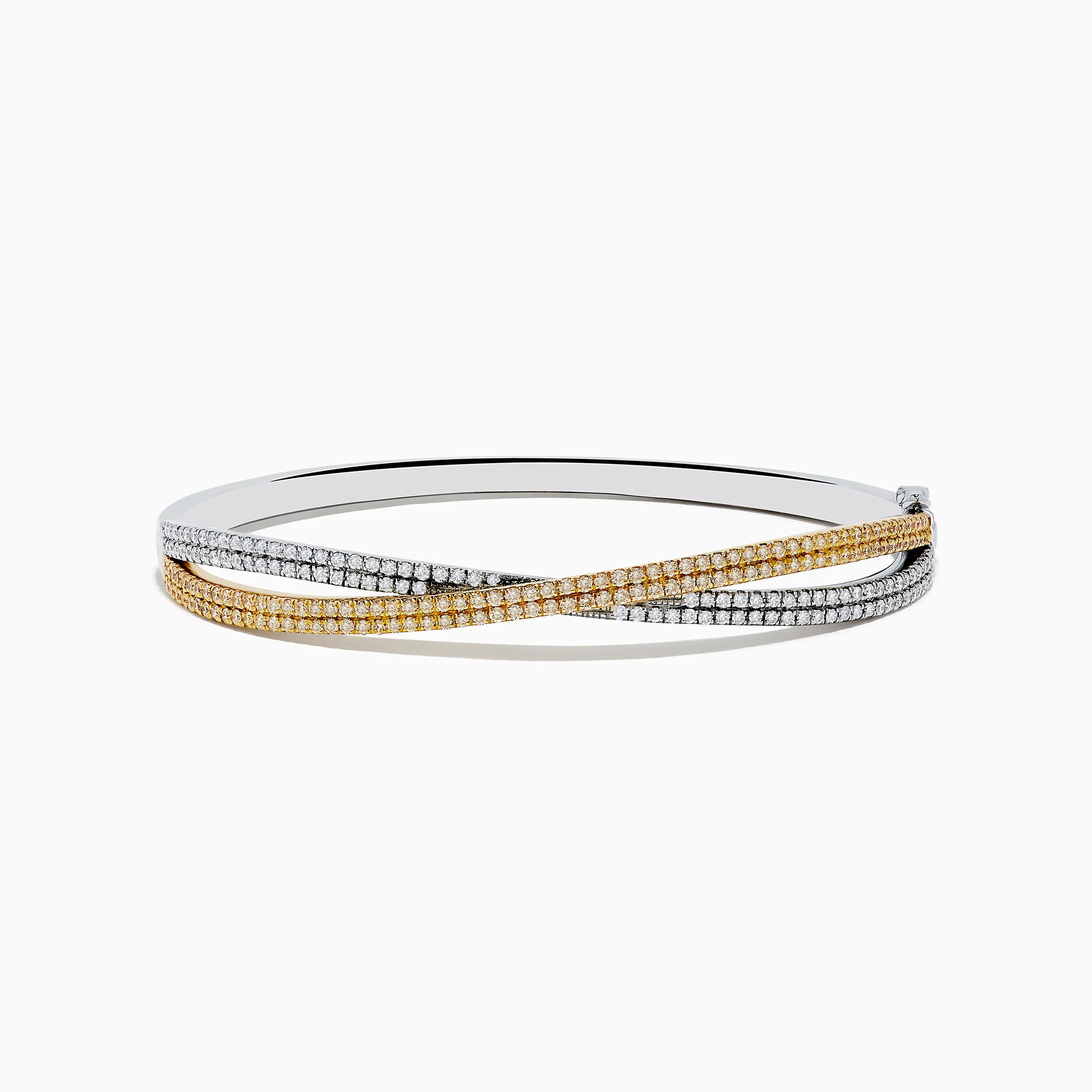Canare 14K Two Tone White and Yellow Diamond Criss Cross Bangle sold by Effy
