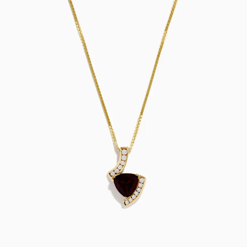 14K Yellow Gold Garnet and Diamond Pendant sold by Effy