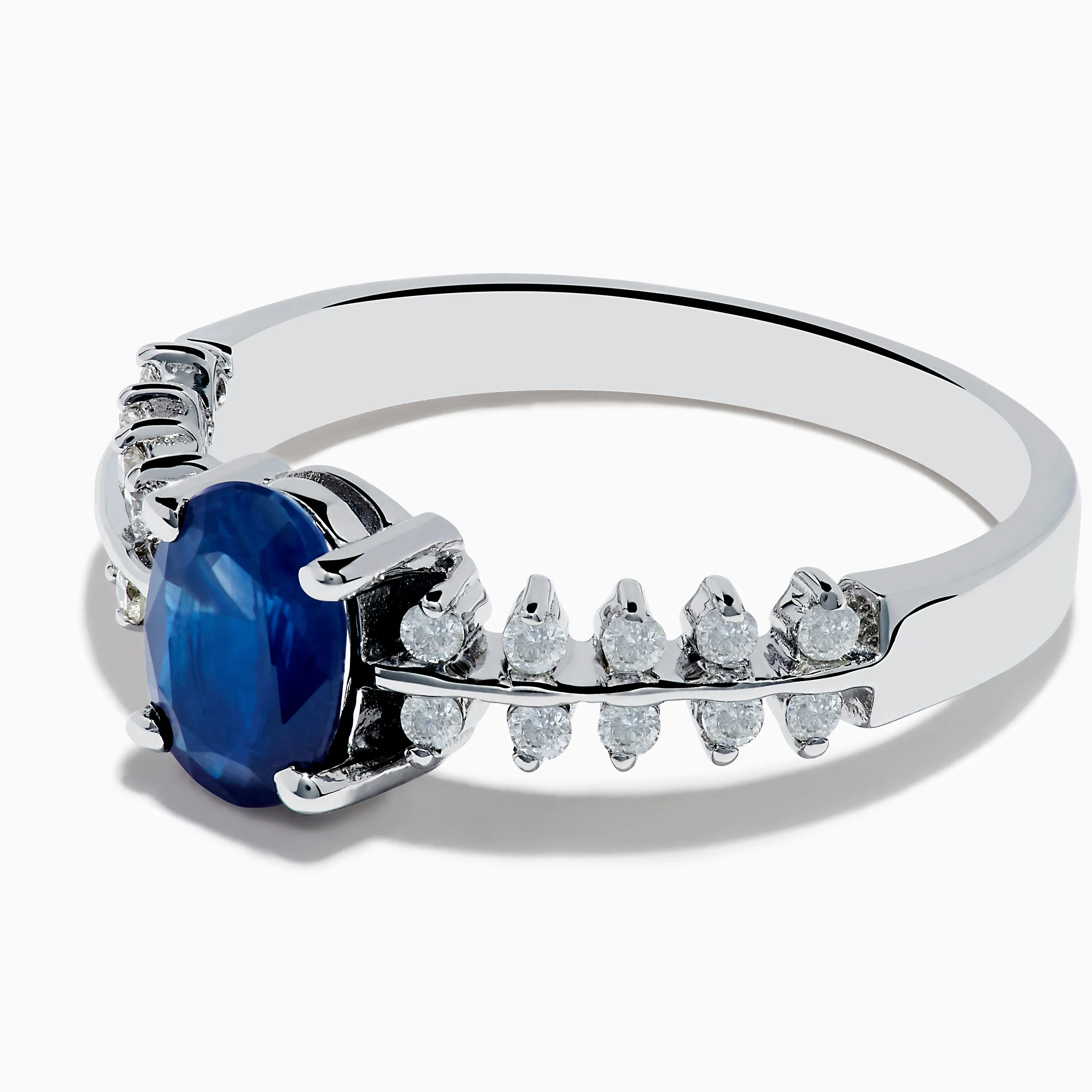 14K White Gold Blue sapphire and Diamond Ring sold by Effy product image thumbnail 2