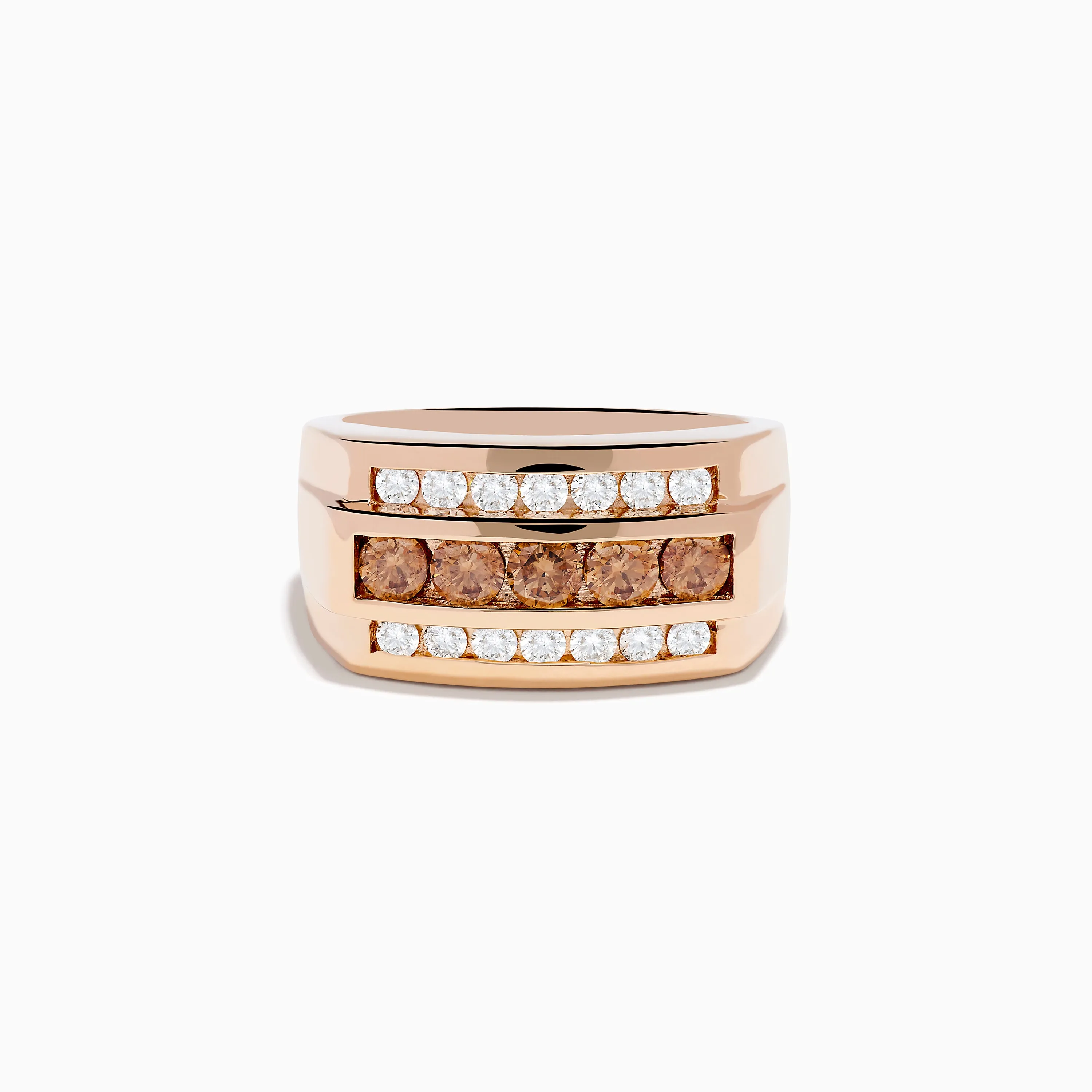 Men's 14K Rose Gold Espresso and White Diamond Ring sold by Effy