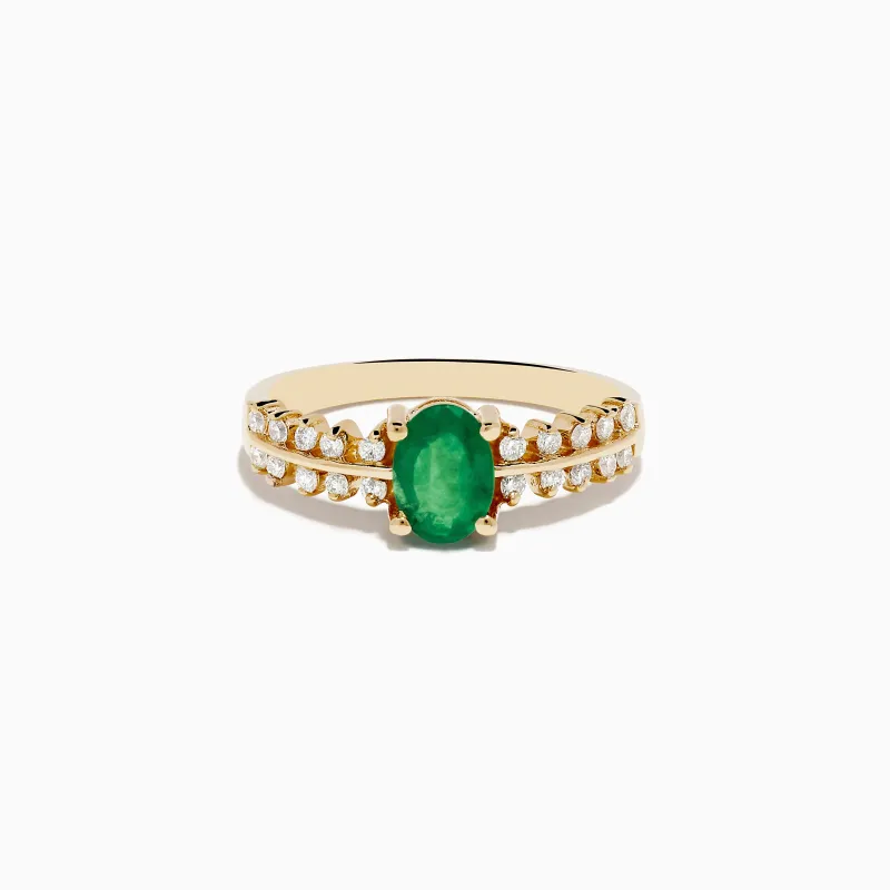 14K Yellow Gold Emerald and Diamond Ring sold by Effy