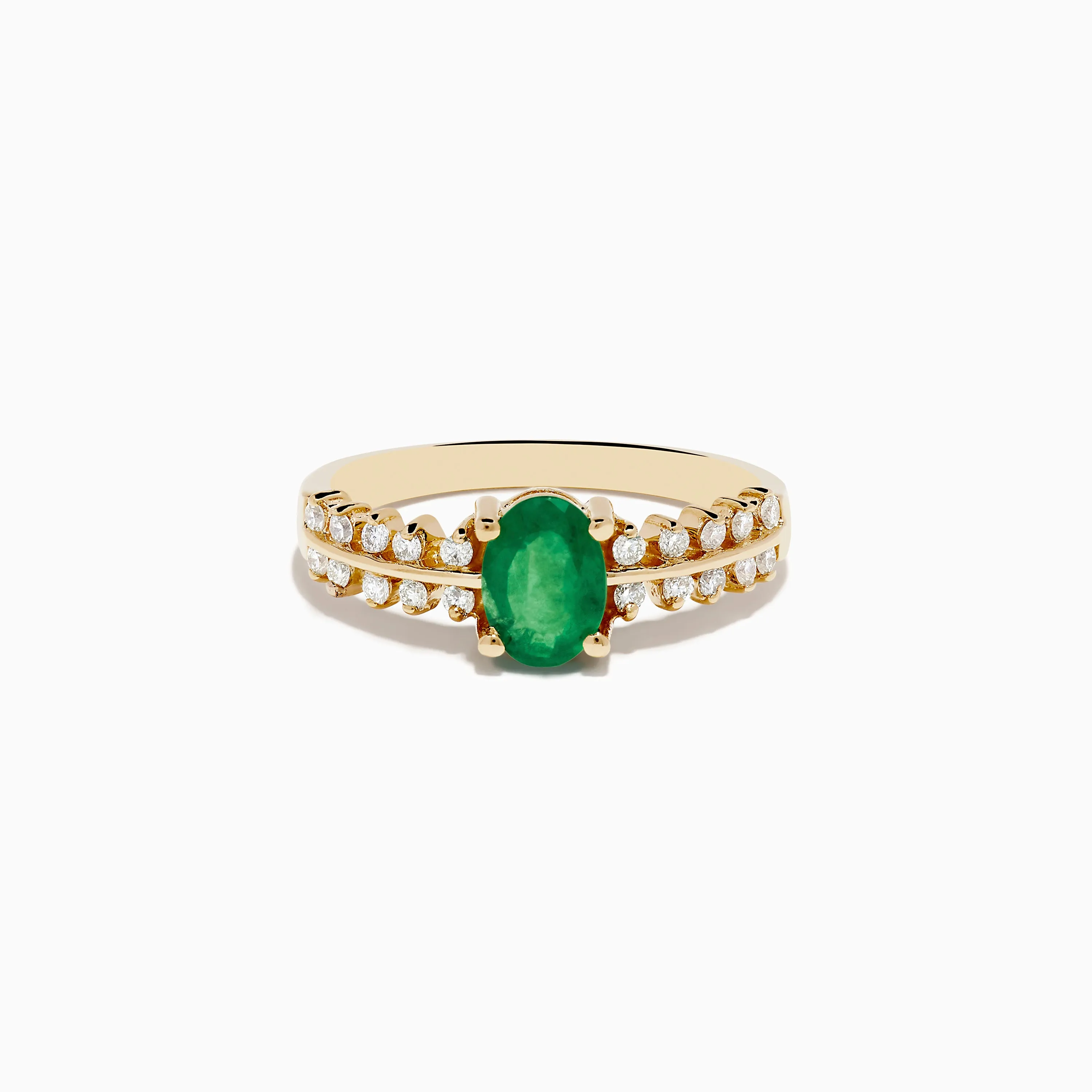 14K Yellow Gold Emerald and Diamond Ring sold by Effy