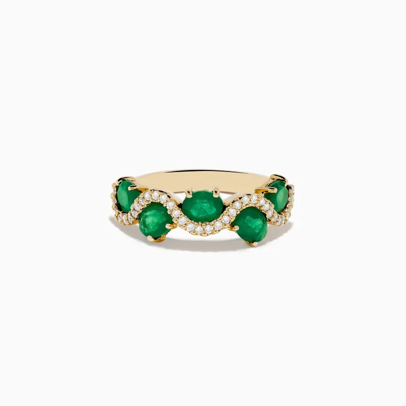 14K Yellow Gold Emerald and Diamond Ring sold by Effy