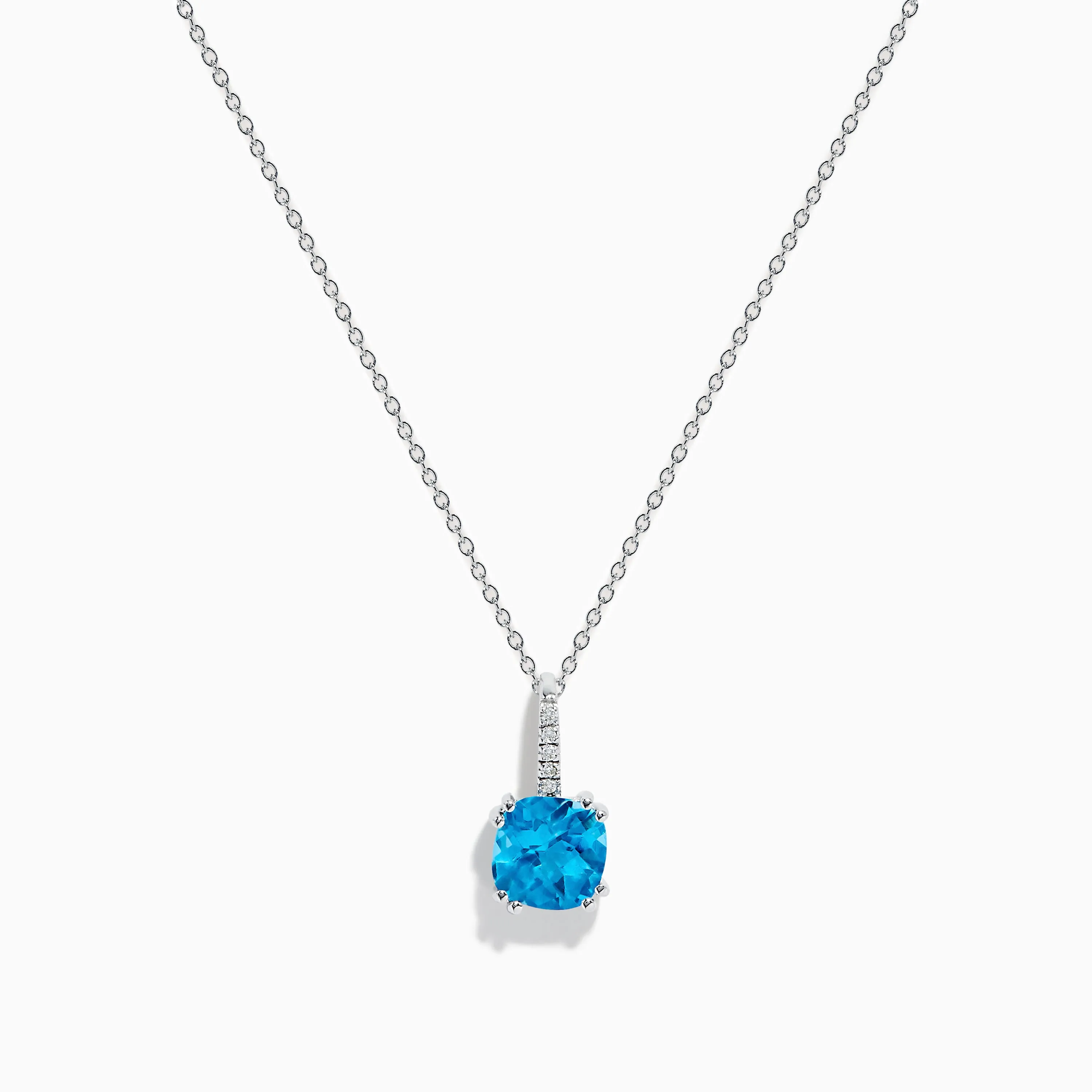14K White Gold Blue Topaz and Diamond Pendant sold by Effy