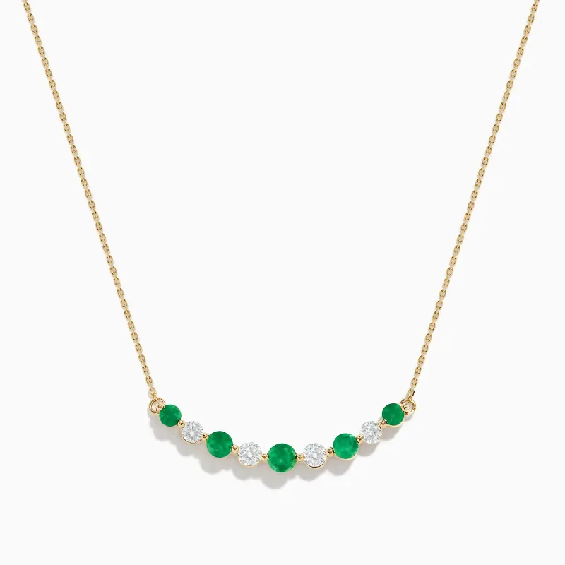 14K Yellow Gold Emerald and Diamond Necklace sold by Effy