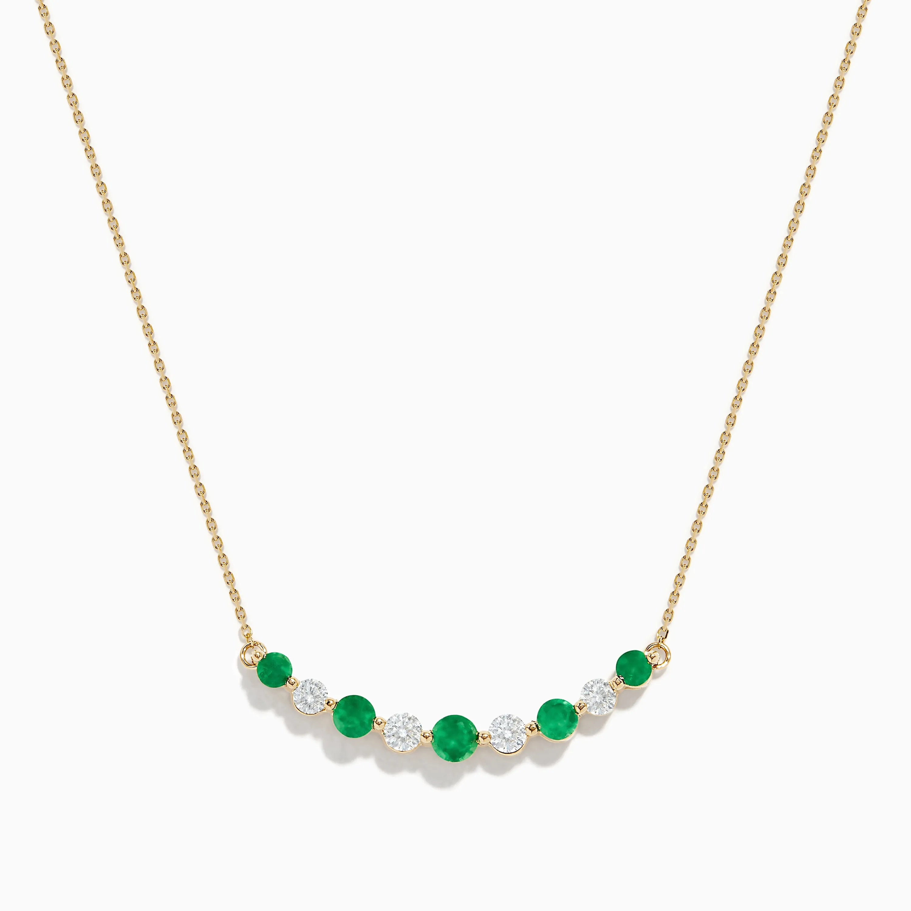 14K Yellow Gold Emerald and Diamond Necklace sold by Effy