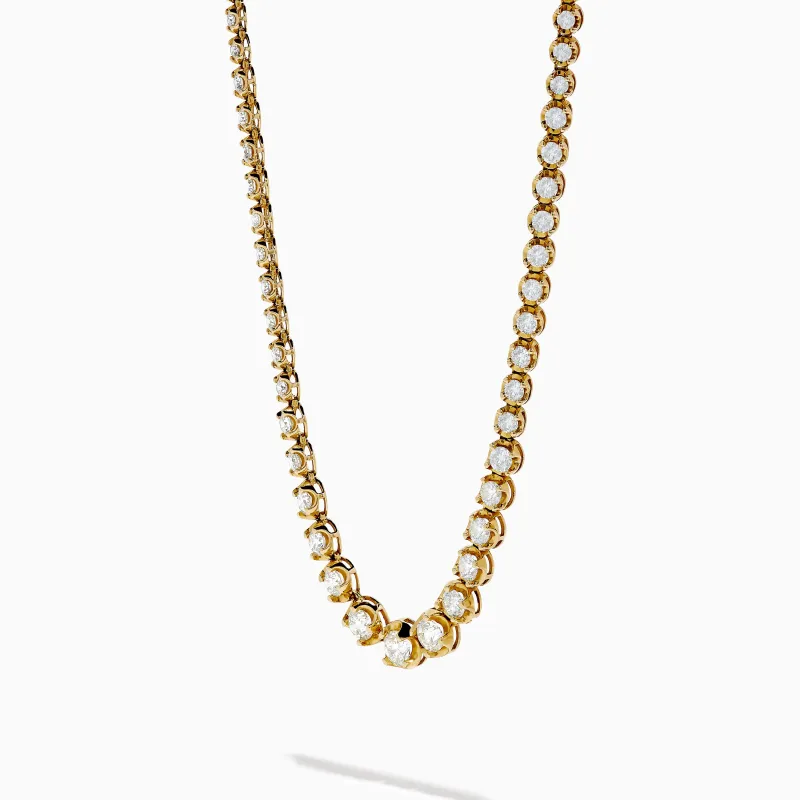 14K Yellow Gold Miracle Set Diamond Graduated Tennis Necklace sold by Effy