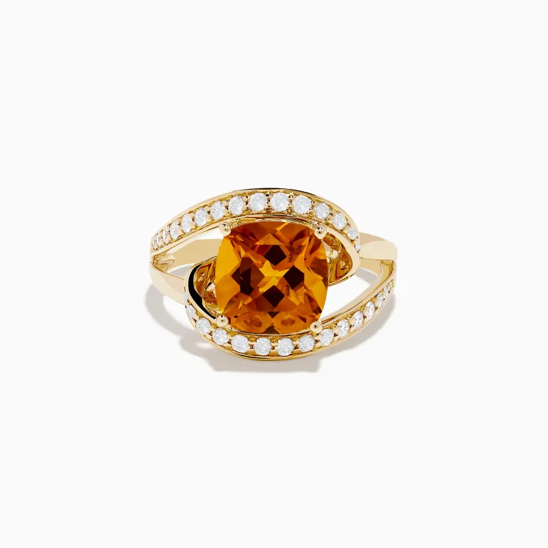 Sunset 14K Yellow Gold Citrine Diamond Ring sold by Effy