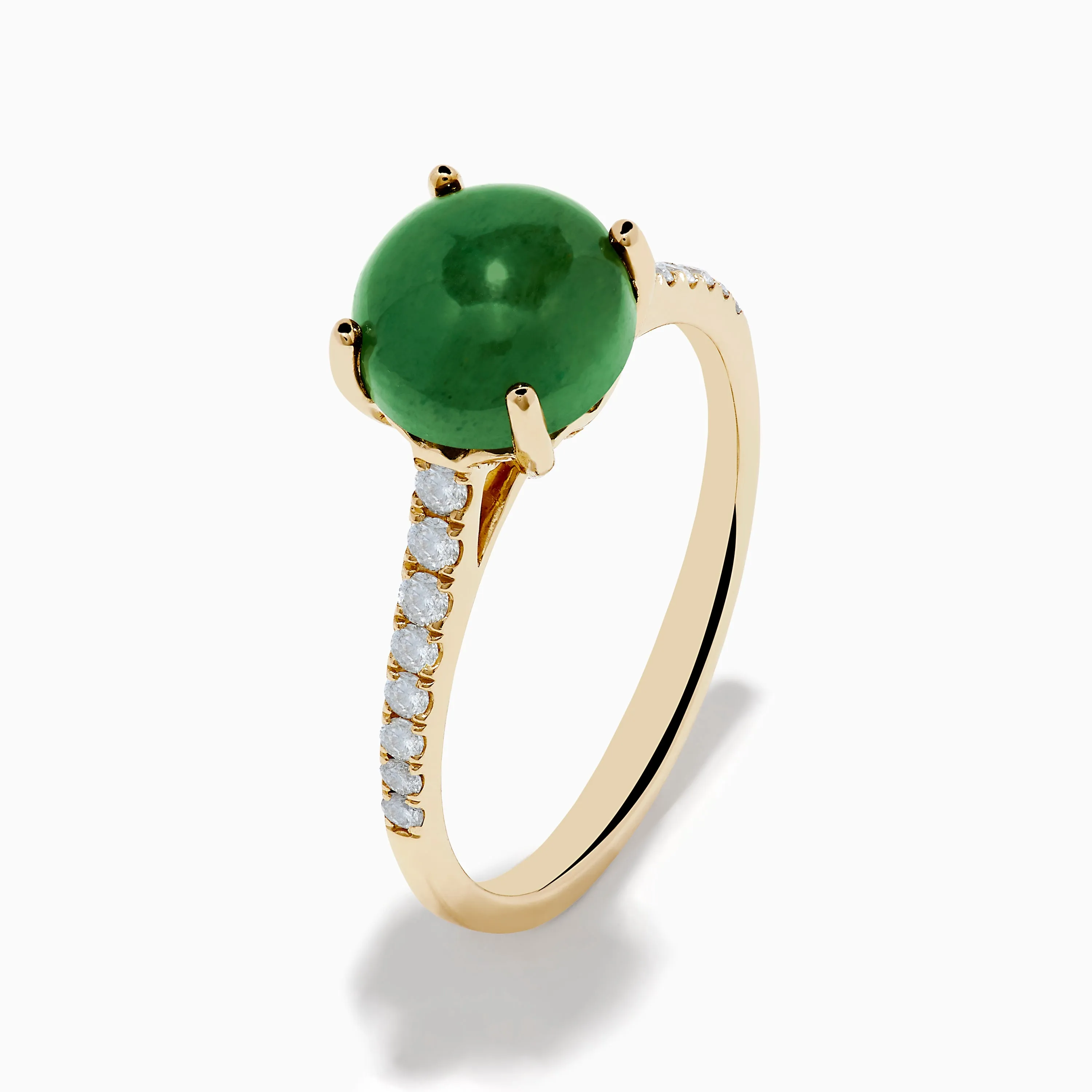14K Yellow Gold Dyed Jade Ring Diamond Ring sold by Effy product image thumbnail 4