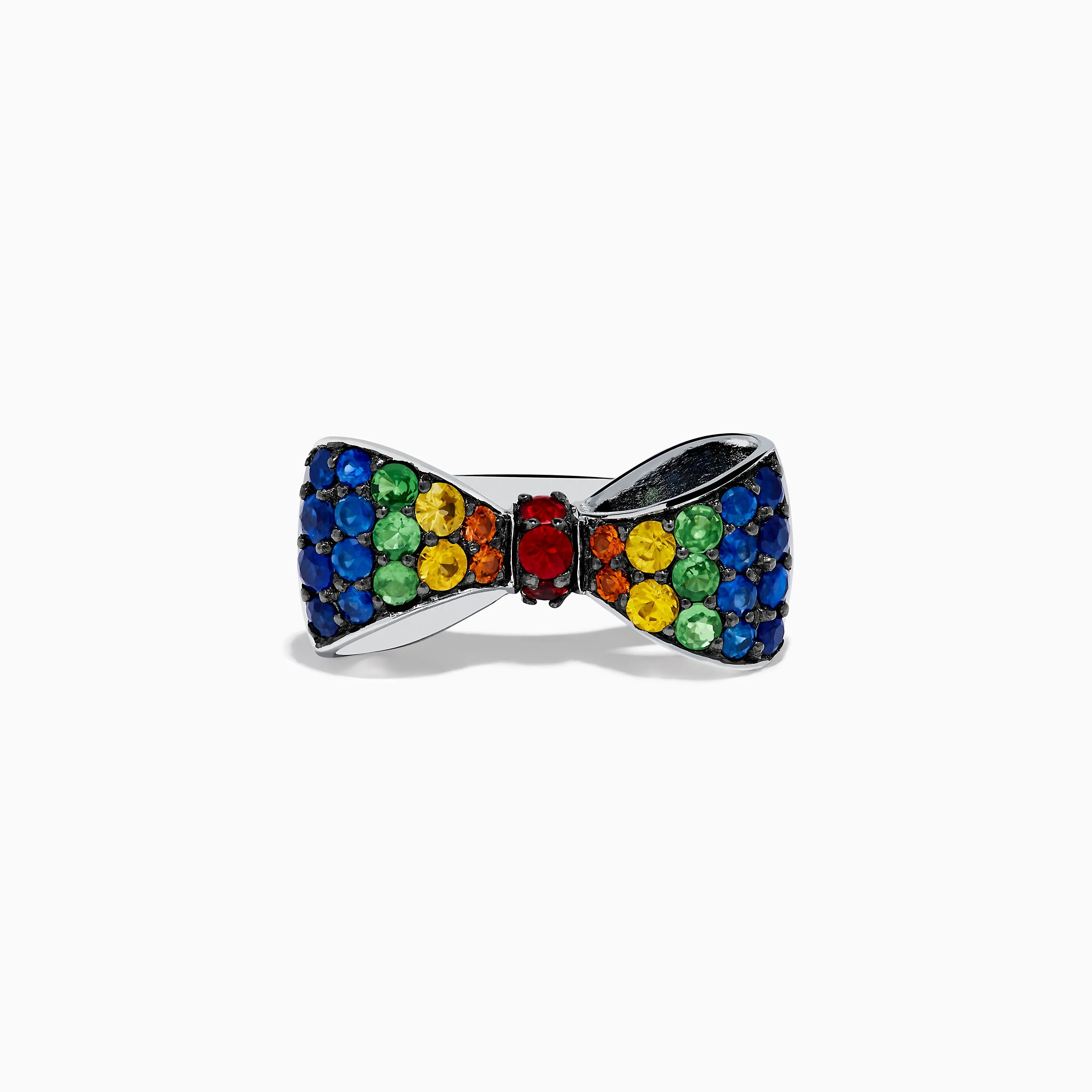 Safari 925 Sterling Silver Multi Color Sapphire Bow Ring sold by Effy