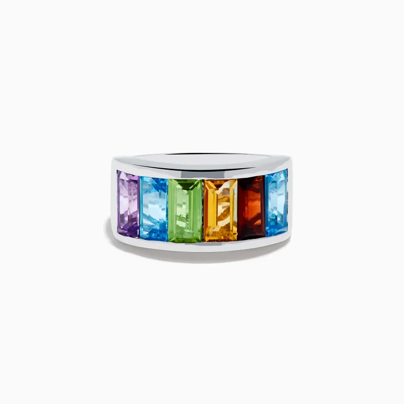 Mosaic 925 Sterling Silver Multi Color Gemstone Ring sold by Effy