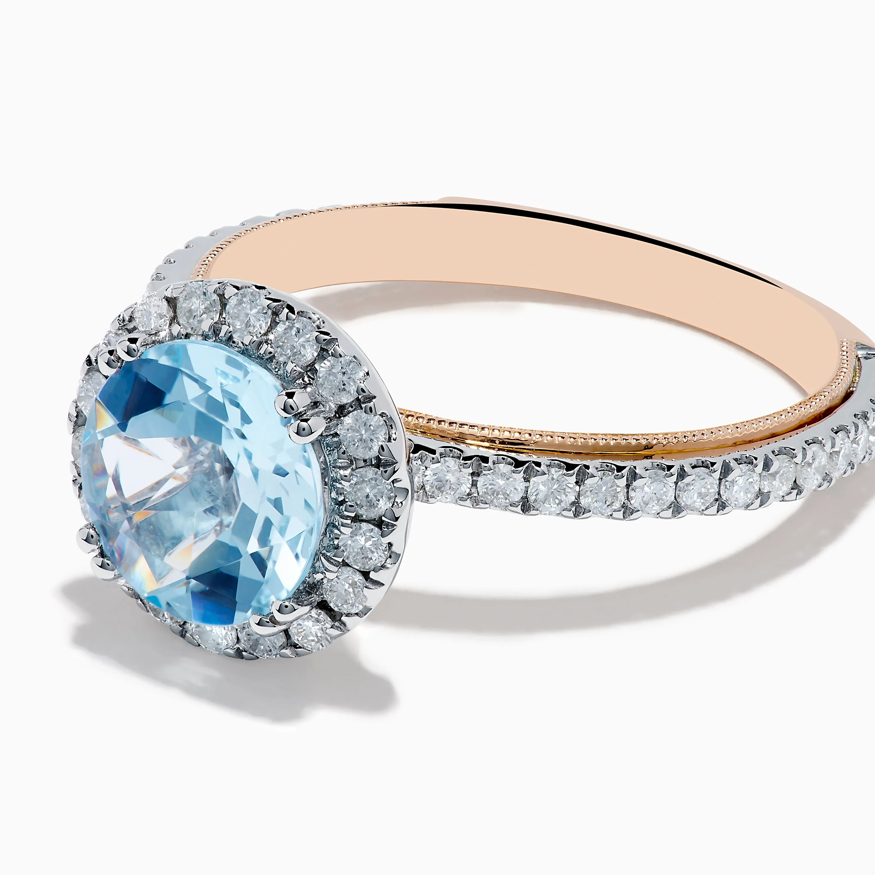 Aquarius 14K Rose and White Gold Aquamarine and Diamond Ring sold by Effy product image thumbnail 2