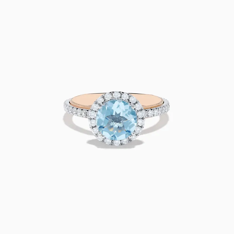 Aquarius 14K Rose and White Gold Aquamarine and Diamond Ring sold by Effy