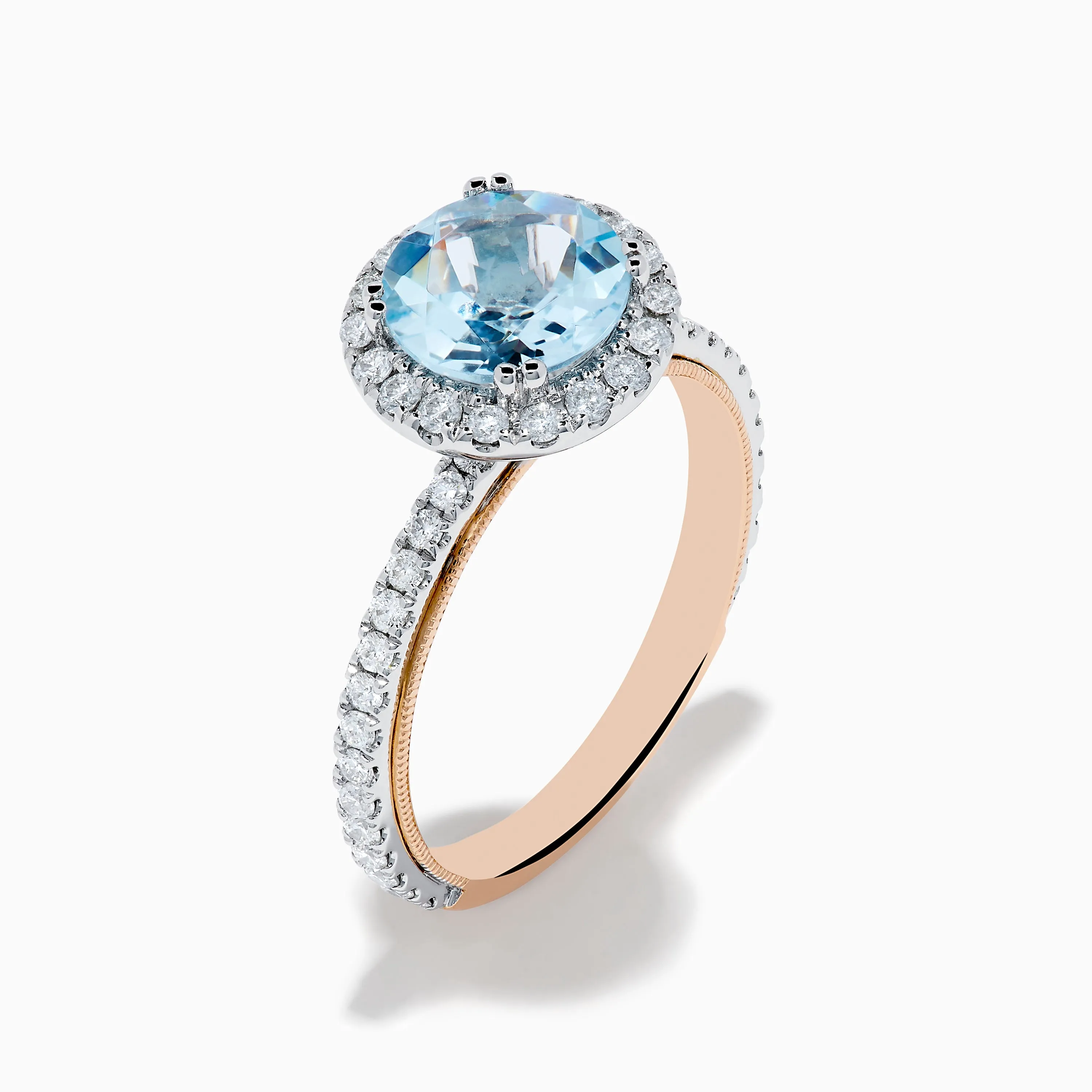Aquarius 14K Rose and White Gold Aquamarine and Diamond Ring sold by Effy product image thumbnail 4