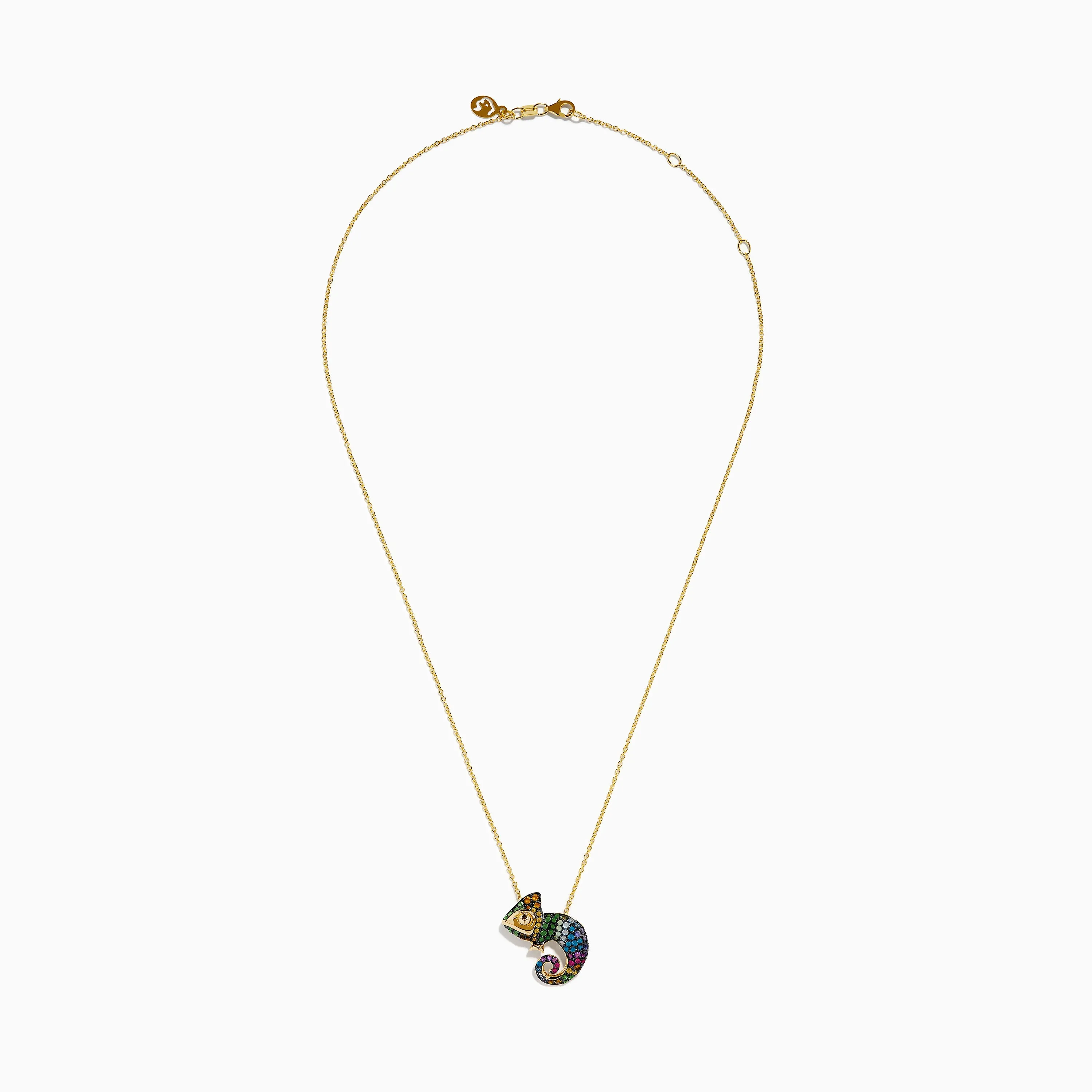 Safari 14K Yellow Gold Multi Color Gemstone and Black Diamond Chameleon Pendant sold by Effy product image thumbnail 3