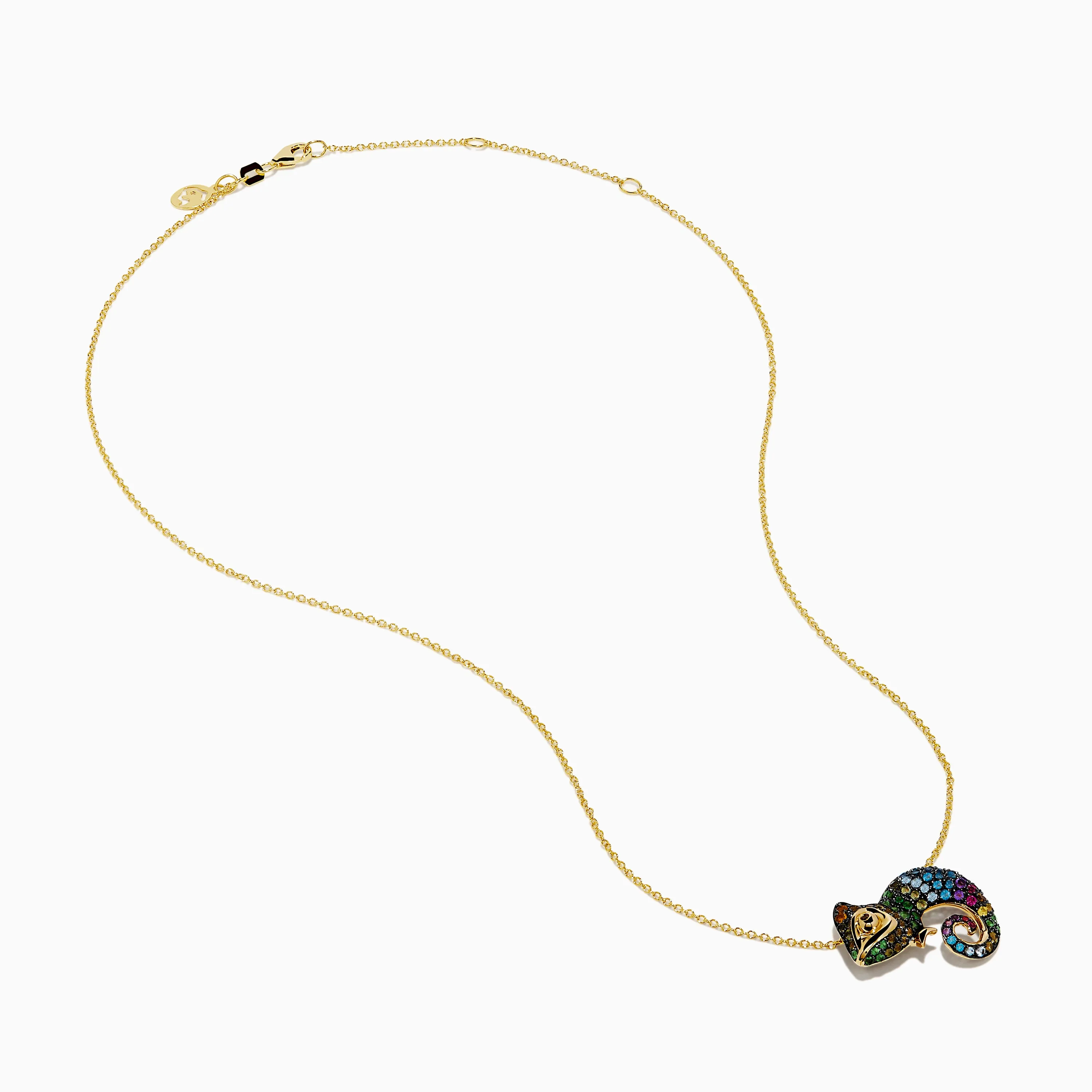 Safari 14K Yellow Gold Multi Color Gemstone and Black Diamond Chameleon Pendant sold by Effy product image thumbnail 2