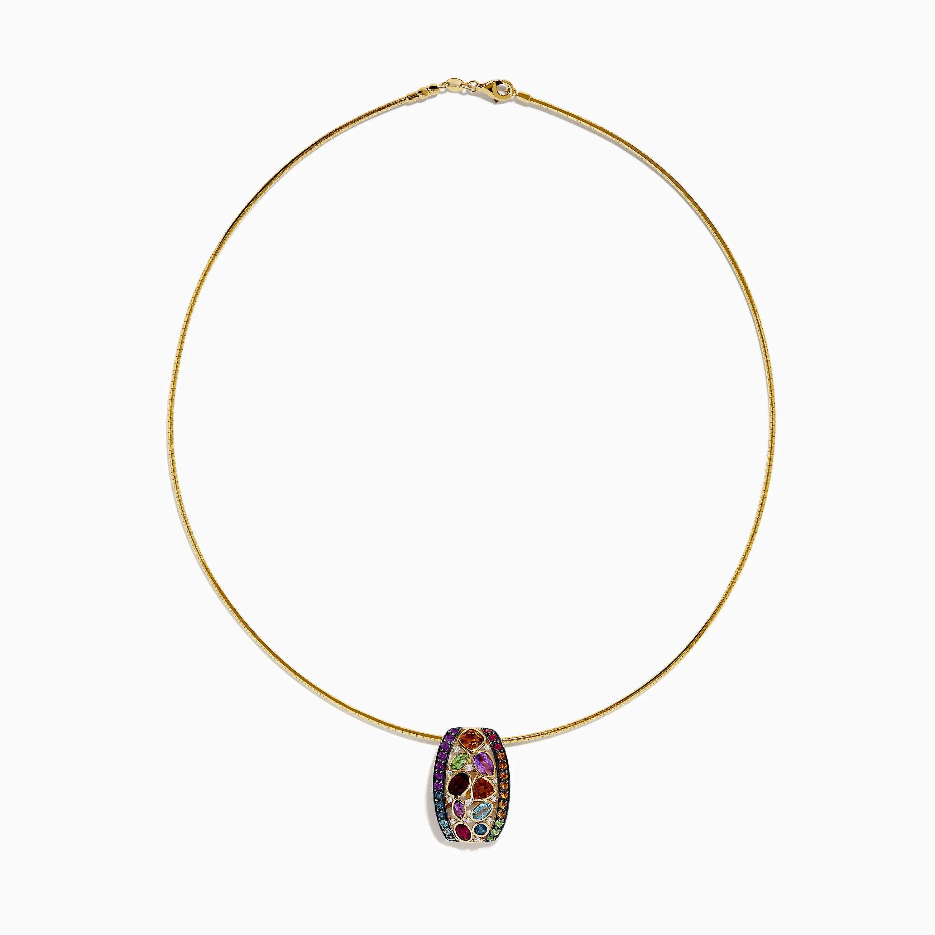 Mosaic 14K Yellow Gold Multi Color Gemstone and Diamond Pendant sold by Effy product image thumbnail 3