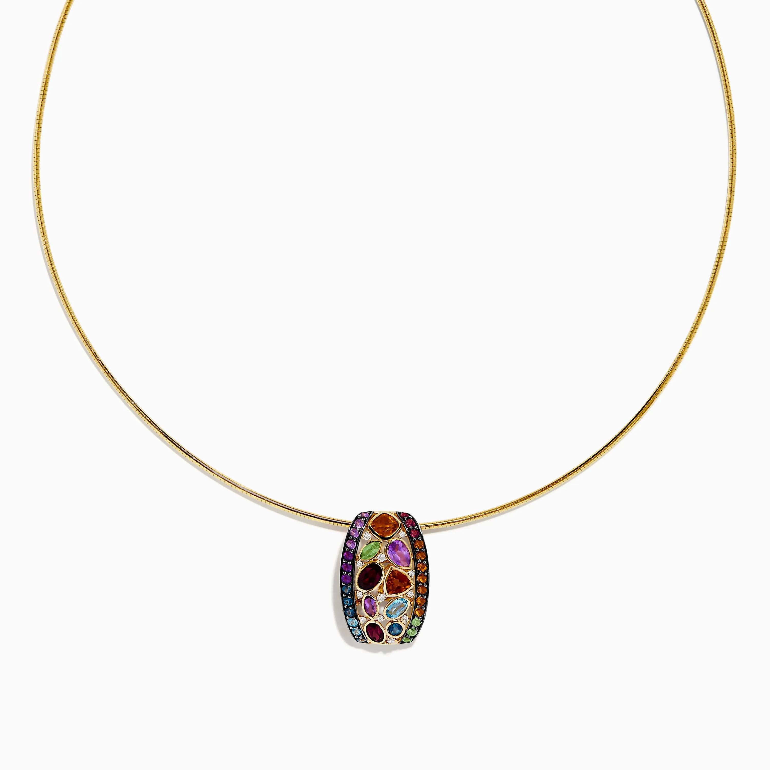Mosaic 14K Yellow Gold Multi Color Gemstone and Diamond Pendant sold by Effy