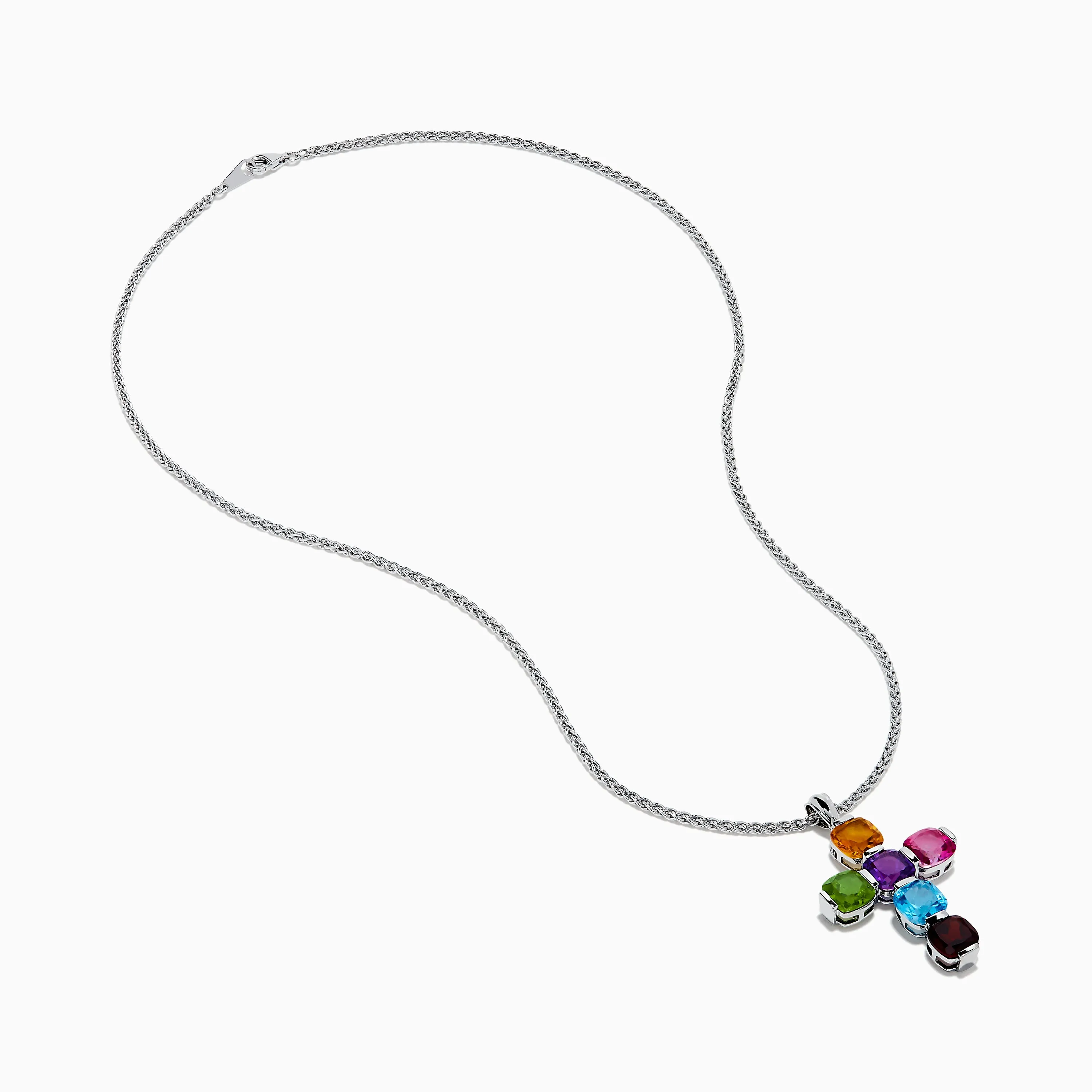 Mosaic 925 Sterling Silver Multi Color Gemstone Cross Pendant sold by Effy product image thumbnail 2