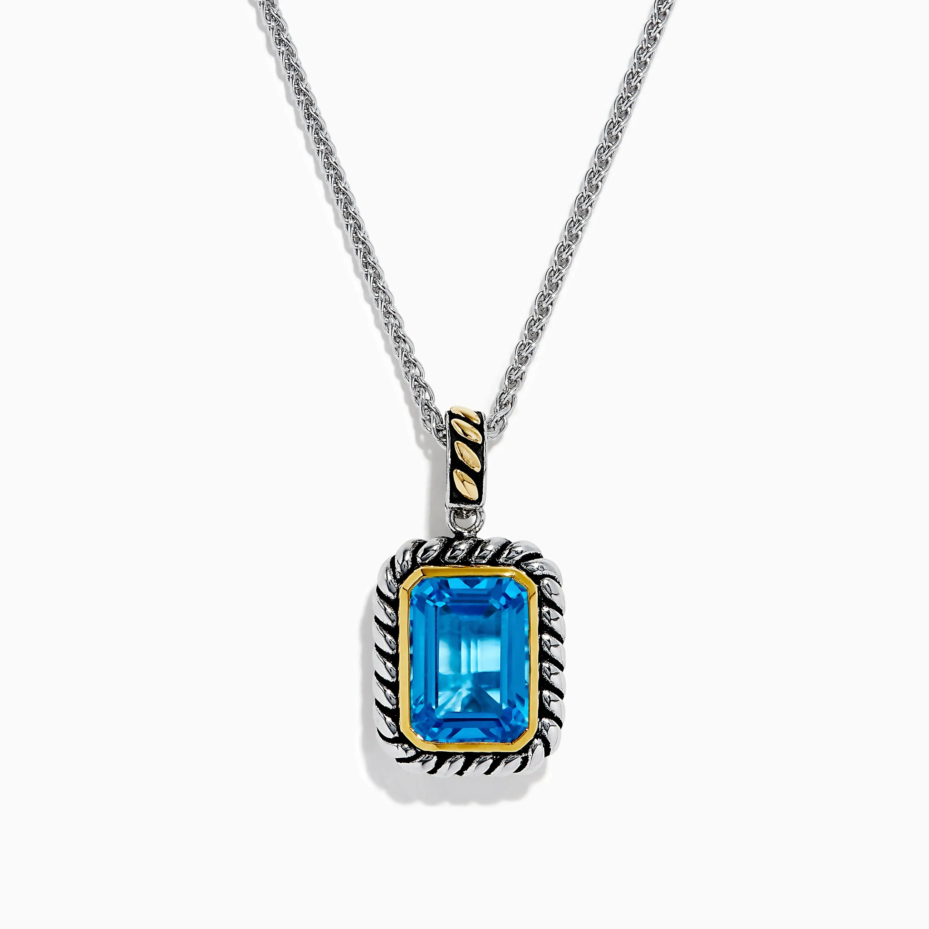 Ocean Bleu 925 Sterling Silver and 18K Yellow Gold Blue Topaz Pendant sold by Effy
