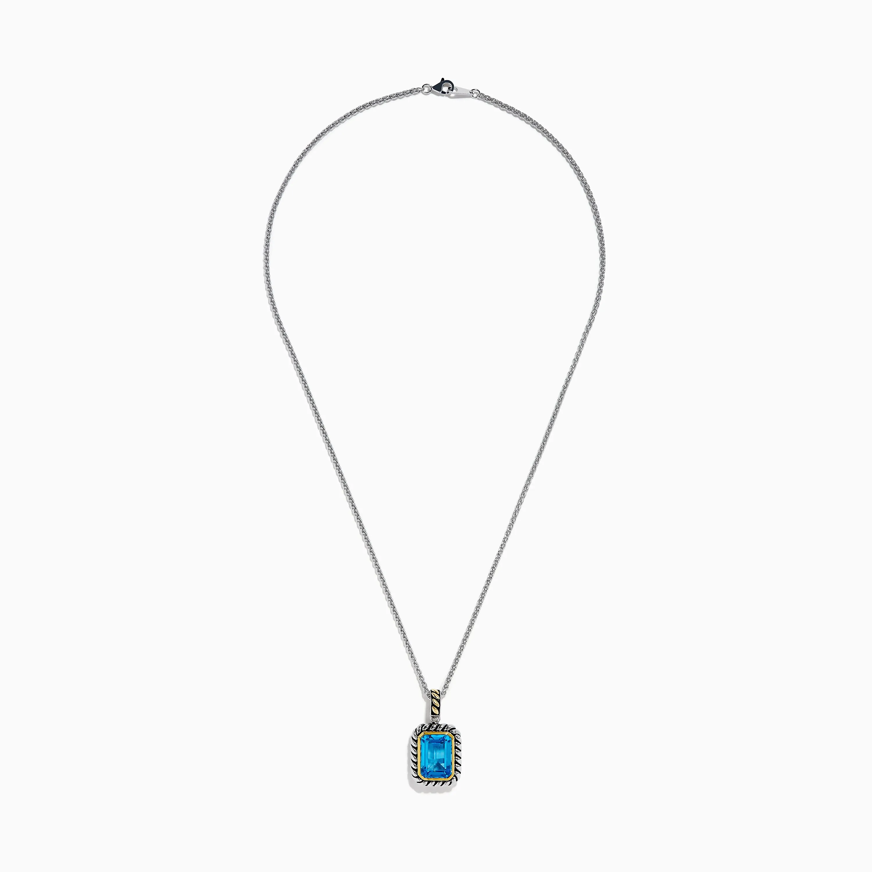 Ocean Bleu 925 Sterling Silver and 18K Yellow Gold Blue Topaz Pendant sold by Effy product image thumbnail 3