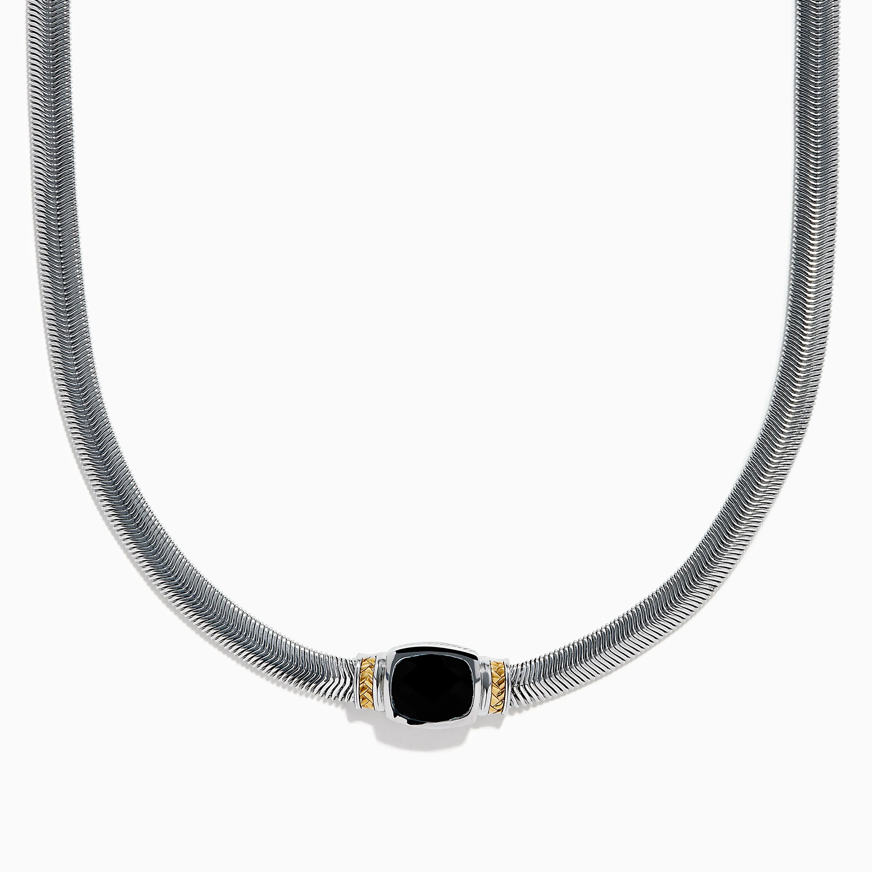 Eclipse 925 Sterling Silver and 14K Yellow Gold Onyx Necklace sold by Effy