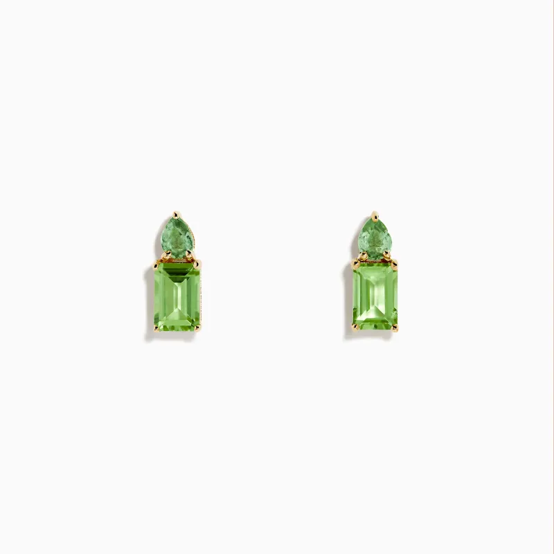 14K Yellow Gold Peridot and Green Sapphire Earrings sold by Effy