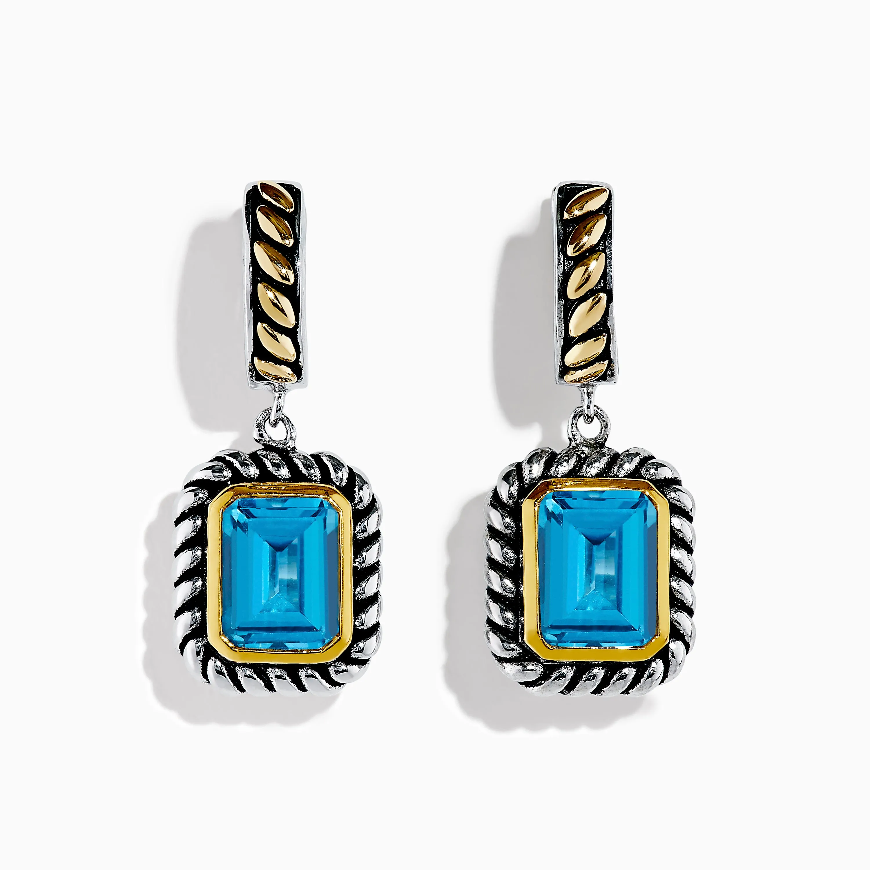 Ocean Bleu 925 Sterling Silver and 18K Yellow Gold Blue Topaz Earrings sold by Effy