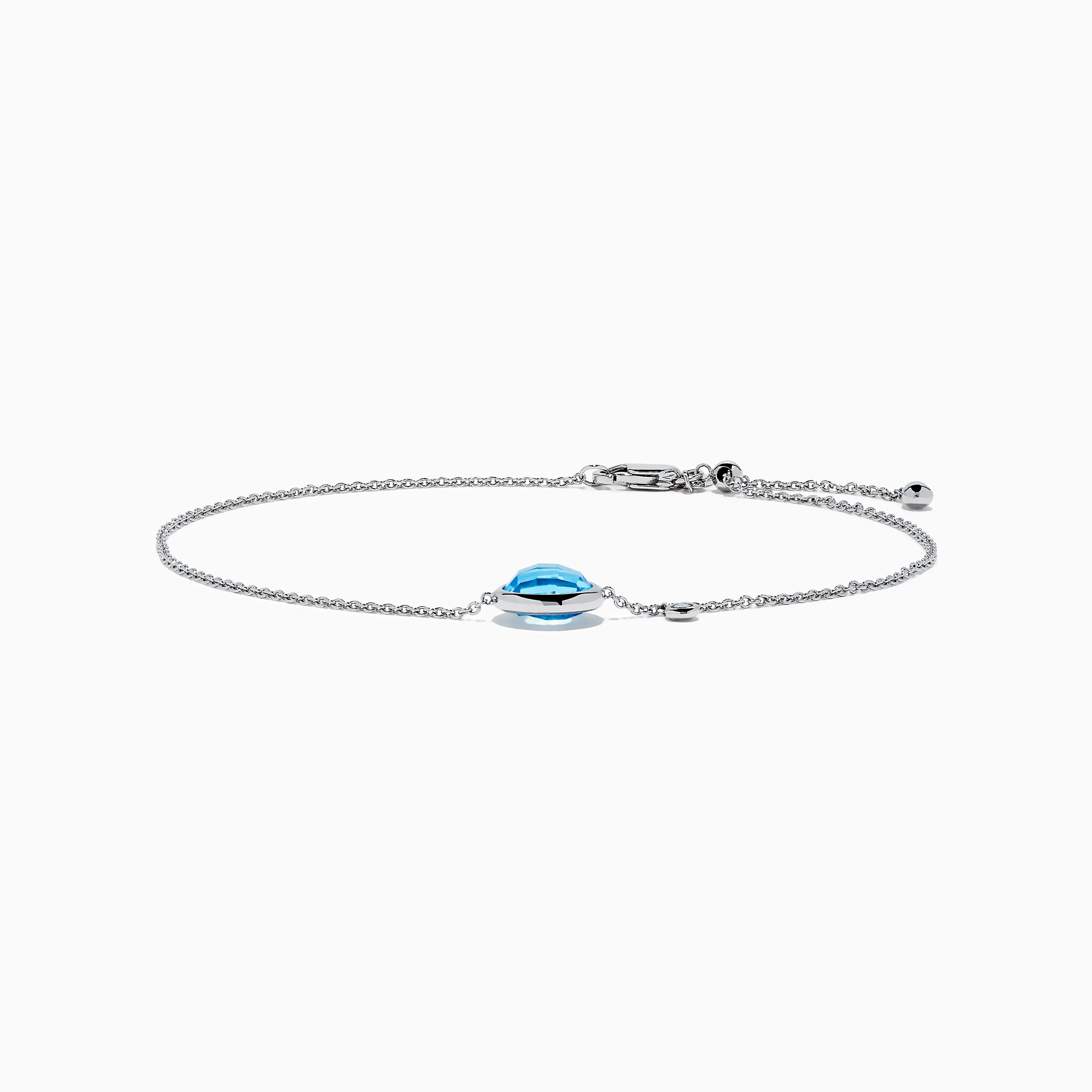 Ocean Bleu 14K White Gold Blue Topaz and Diamond Bolo Bracelet sold by Effy product image thumbnail 3