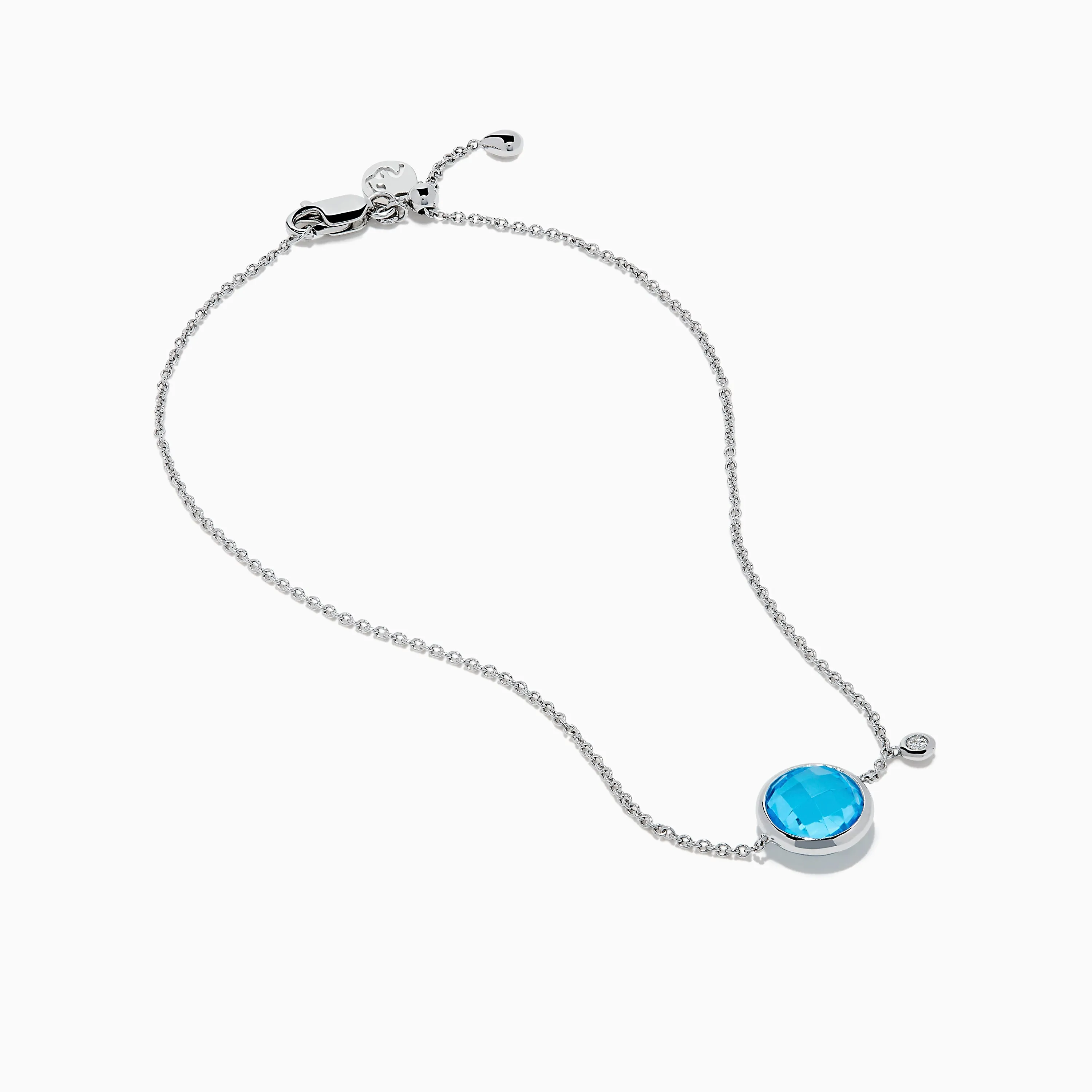 Ocean Bleu 14K White Gold Blue Topaz and Diamond Bolo Bracelet sold by Effy product image thumbnail 2