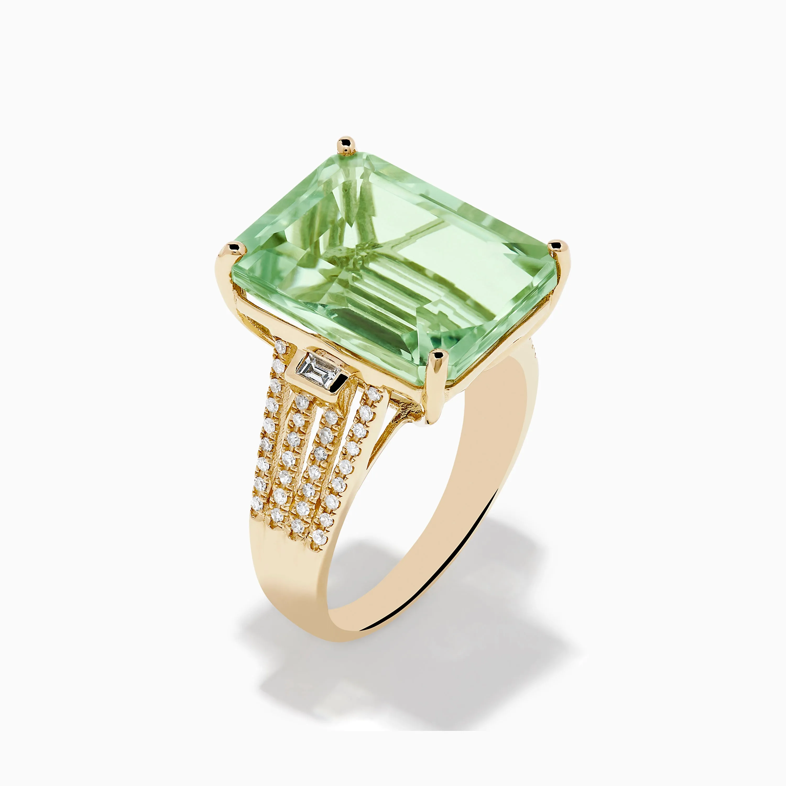 14K Yellow Gold Green Amethyst and Diamond Ring sold by Effy product image thumbnail 4