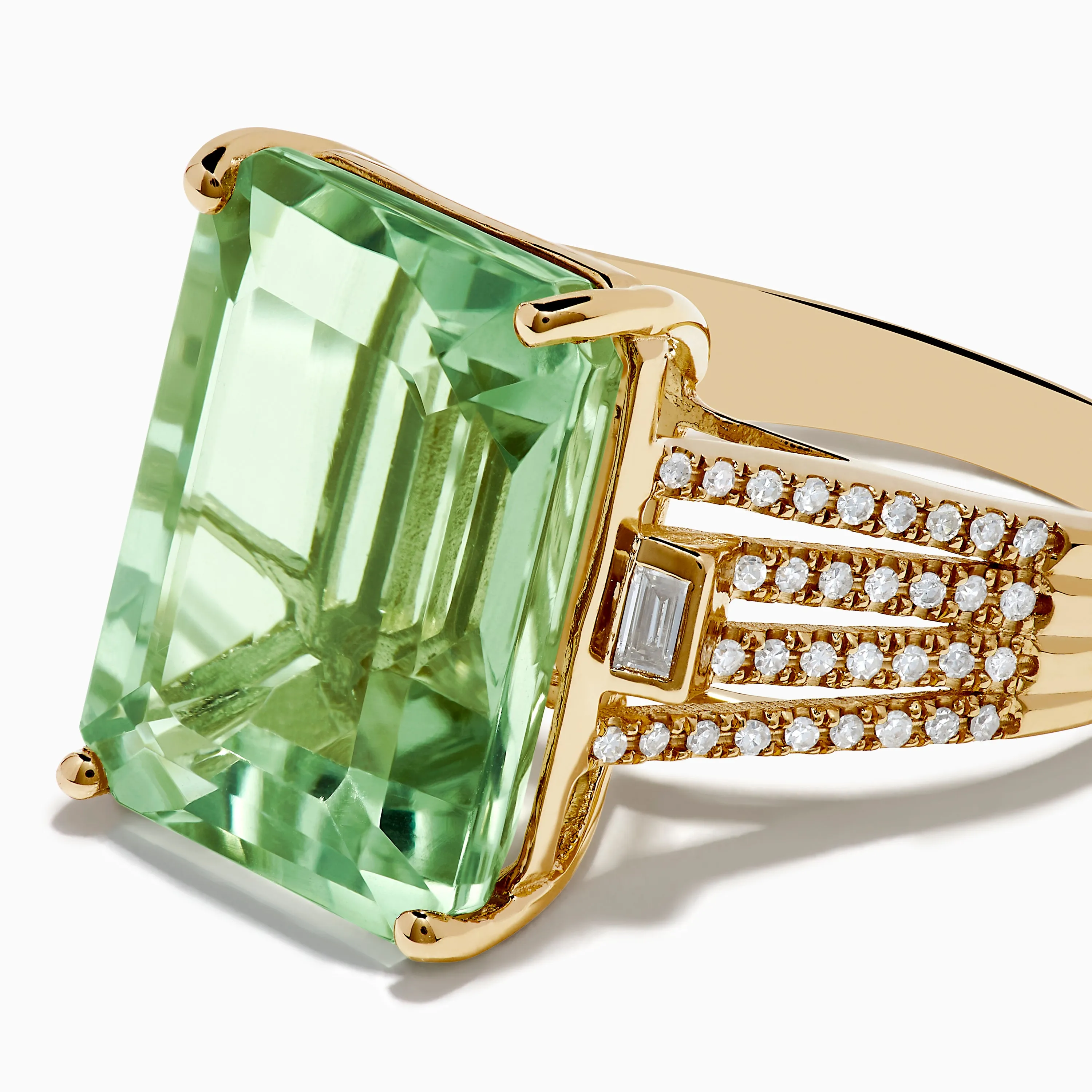 14K Yellow Gold Green Amethyst and Diamond Ring sold by Effy product image thumbnail 2